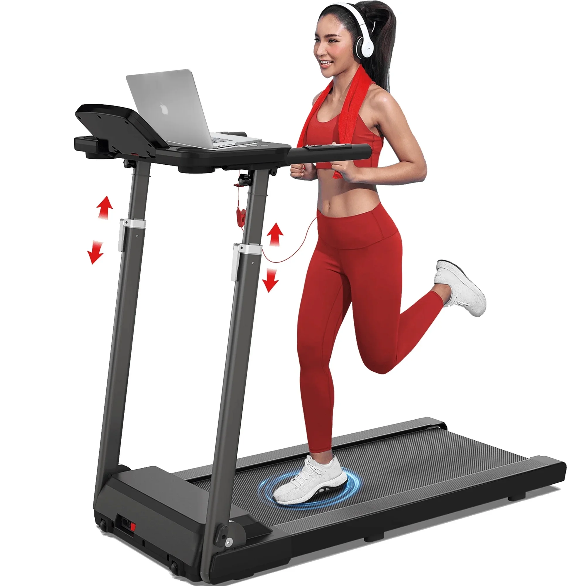 Aukfa Treadmill 300 lb Capacity, Height Adjustable Electric Motorized Treadmill with 12 Preset Bluetooth for Home 7.5 mph Range