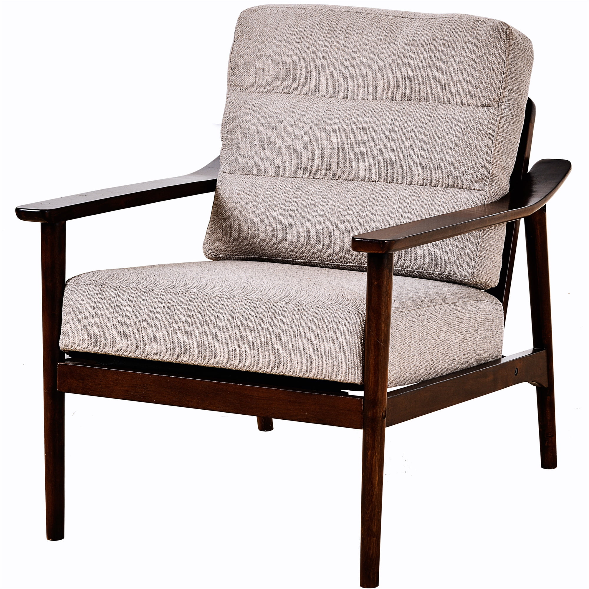 Aukfa Mid Century Modern Accent Chair, Upholstered Living Room Chair Reading Armchair, Leathaire, Camel