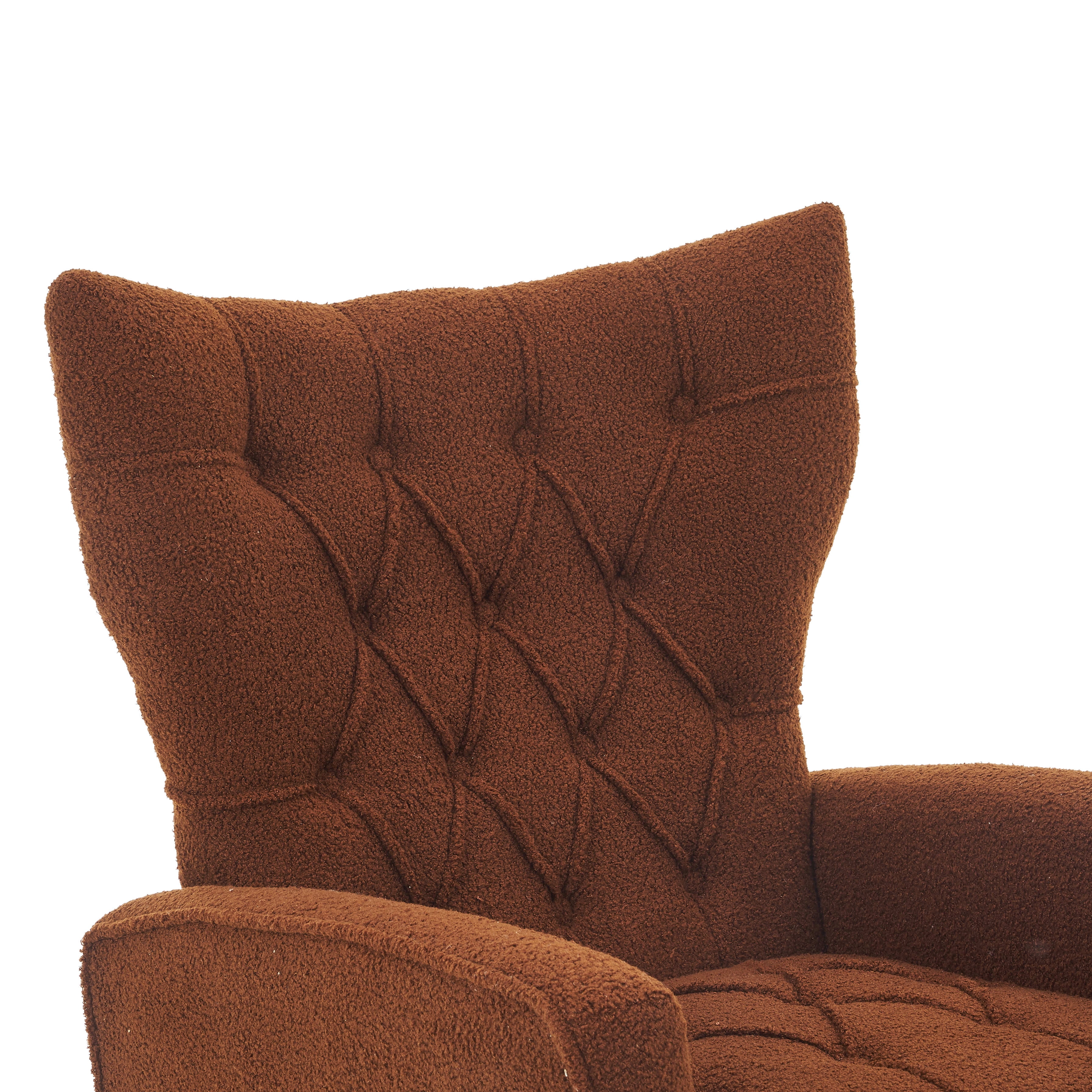 Aukfa Modern Wingback Accent Chair with Ottoman Upholstered Chair for Living Room Bedroom, Orange