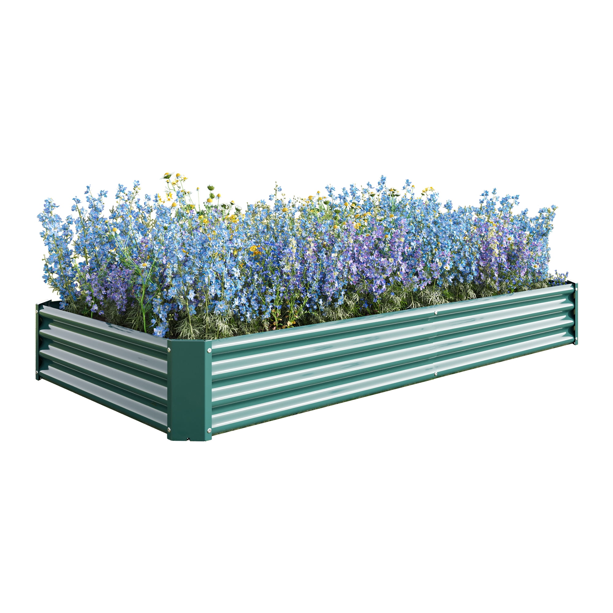 Aukfa Raised Garden Bed Kit - Garden Outdoor Planter Box for Vegetables - 7.6 ft x 3.7ft - Green