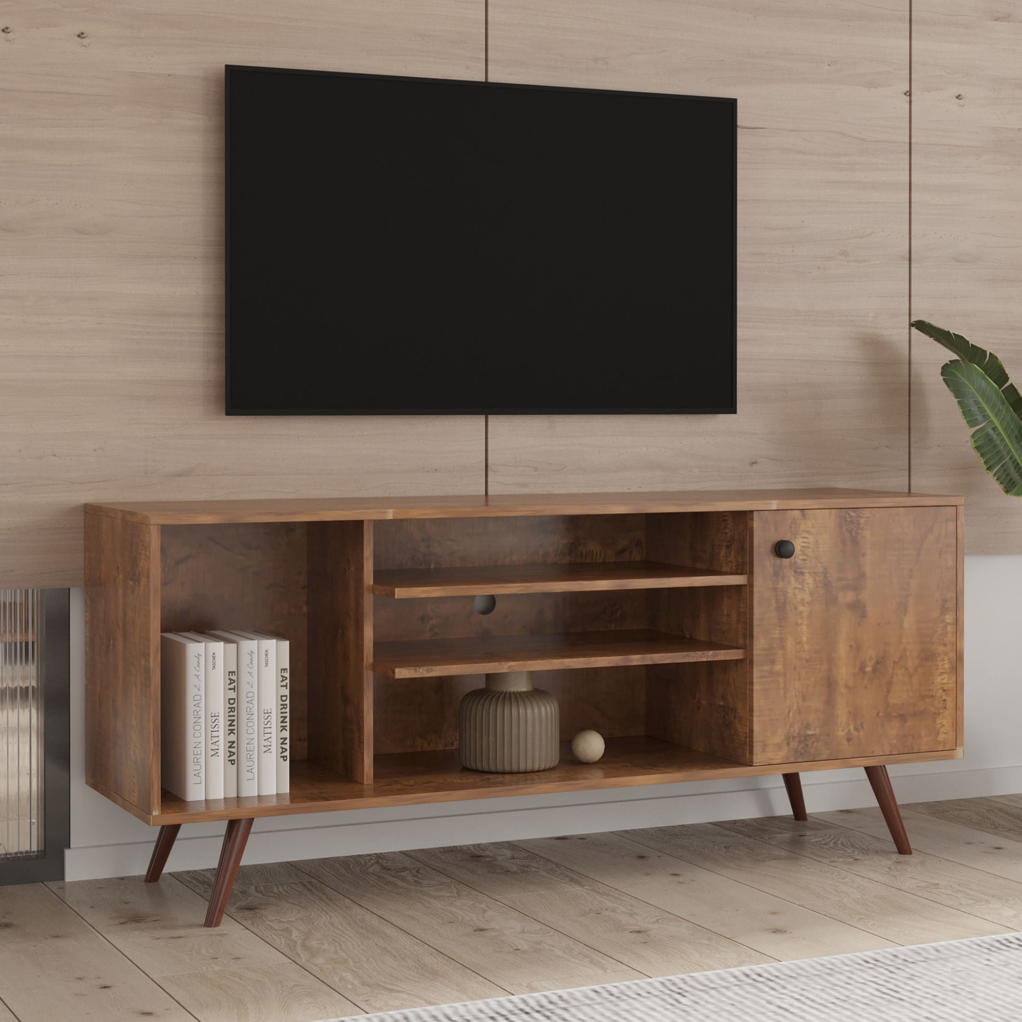 Aukfa TV Stand with Shelves and Storage for TVs up to 65" - Walnut