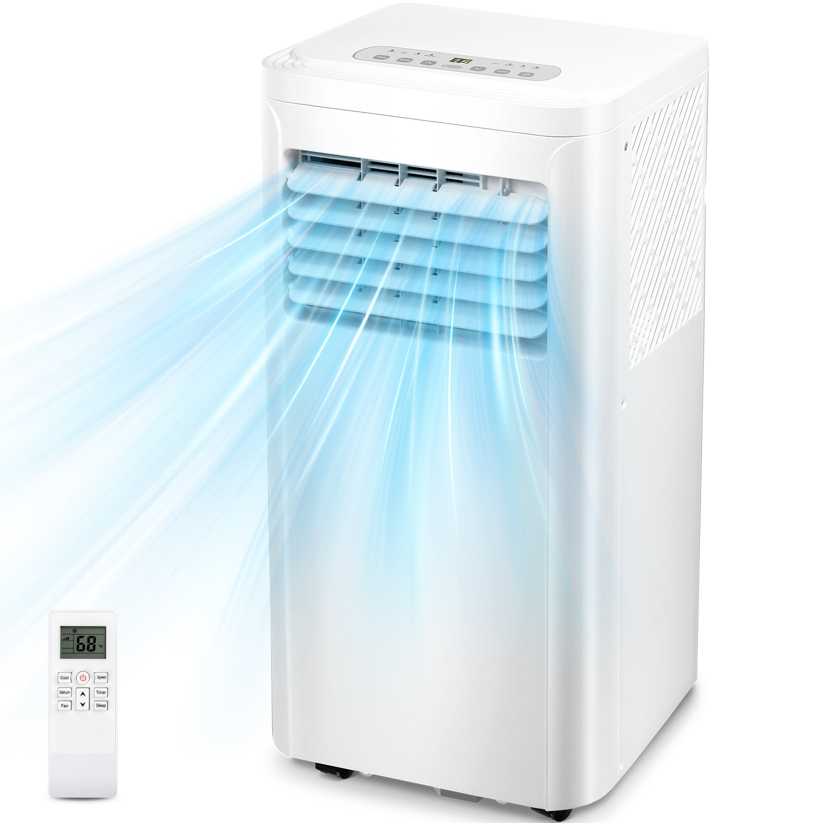 Auseo 10,000 BTU Portable Air Conditioner - Cools 450 Sq.Ft, 3-in-1 AC/Dehumidifier/Fan, Quiet & Energy Efficient, with Remote, 24H Timer, Easy Installation - Perfect for Bedroom, Office, Apartment