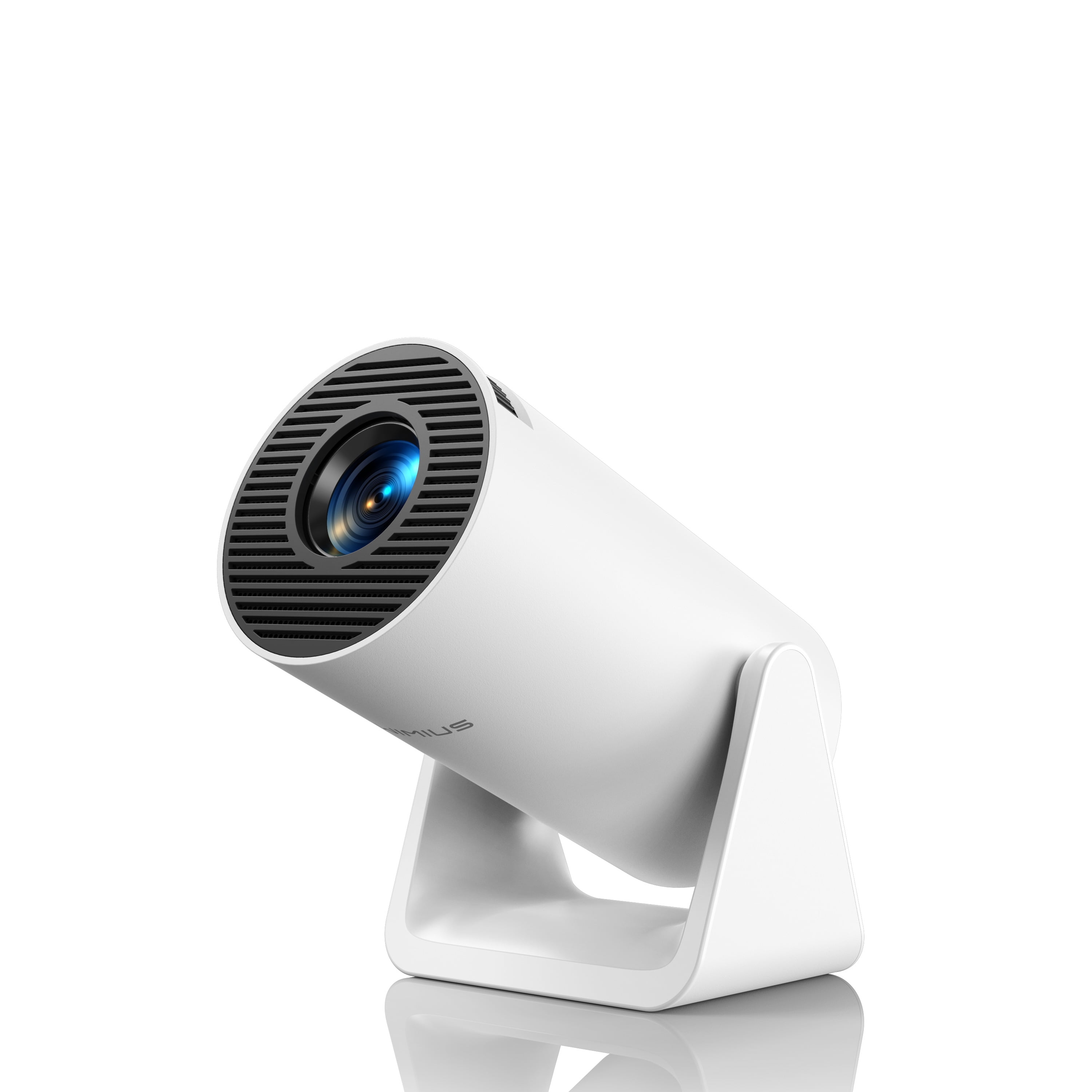 Wimius 1080P Home Theater Video Projector with 270° Built-in Stand, White