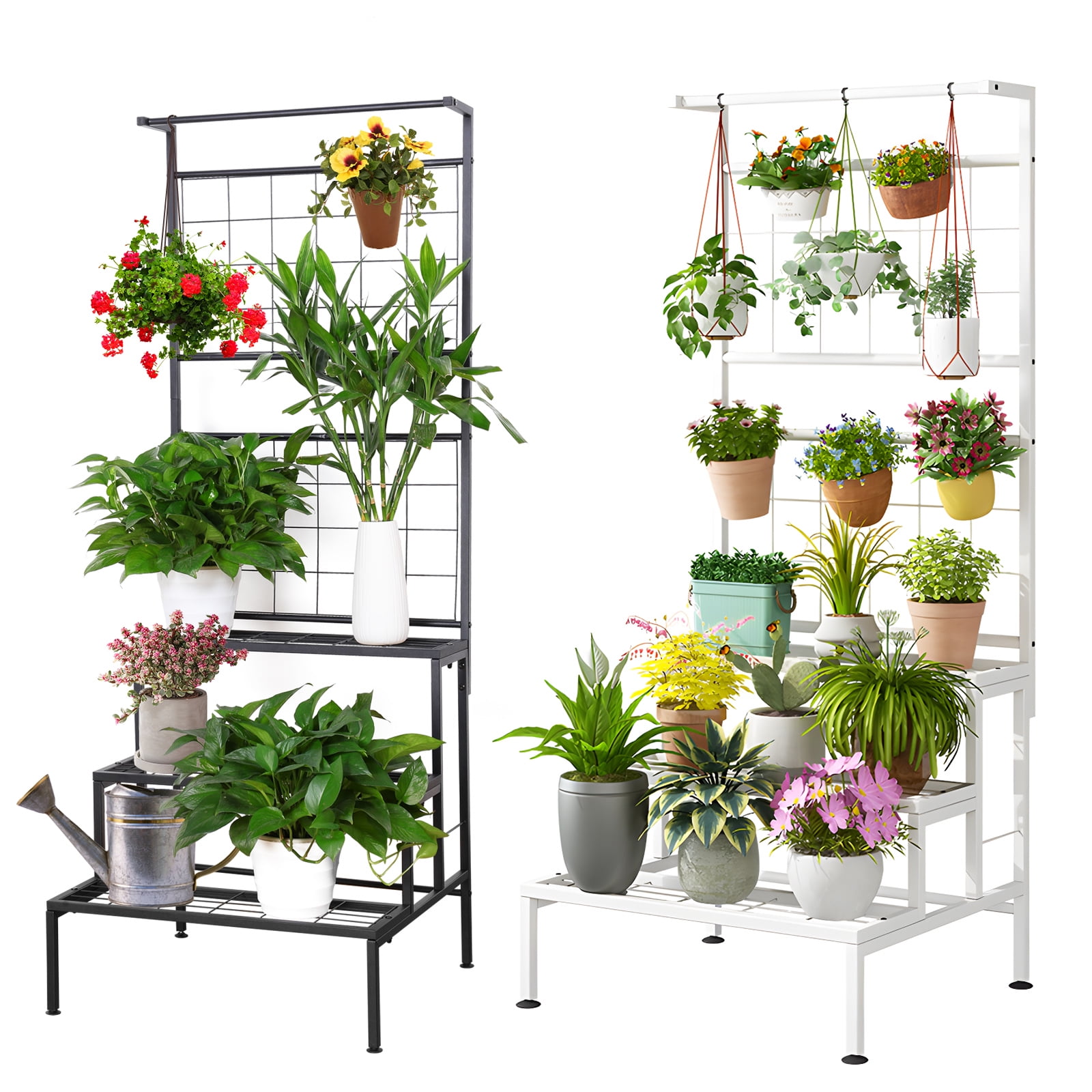 Autoez 3-Tier Black Iron Corner Hanging Plant Stand with Adjustable Feet