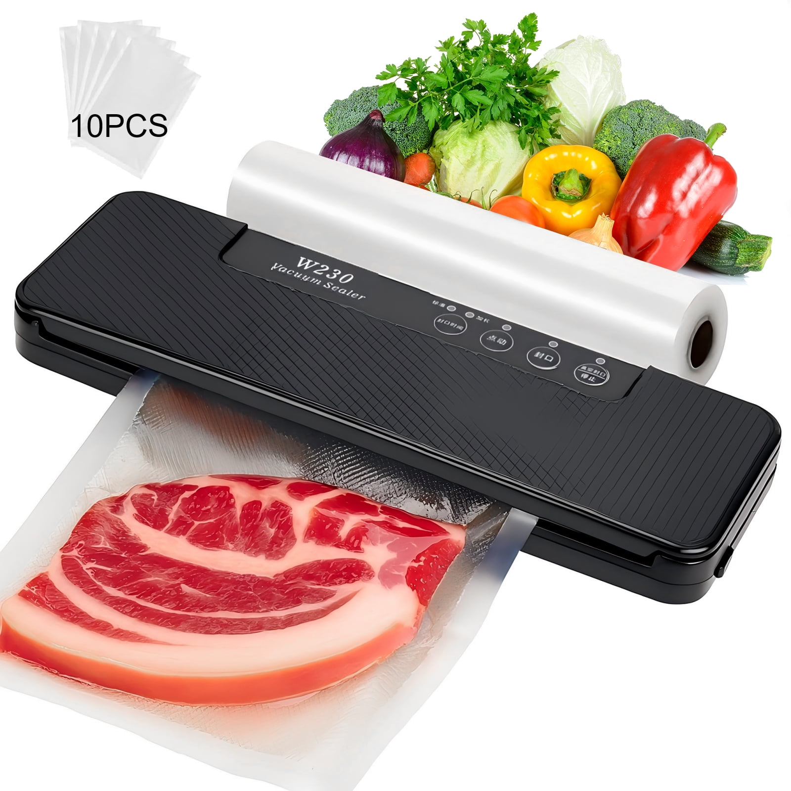 Automatic Food Vacuum Sealer Machine Built in Air Sealing System W/ Normal & Moist & Gentle 3 Food Modes with 10Pcs Vacuum Seal Bags