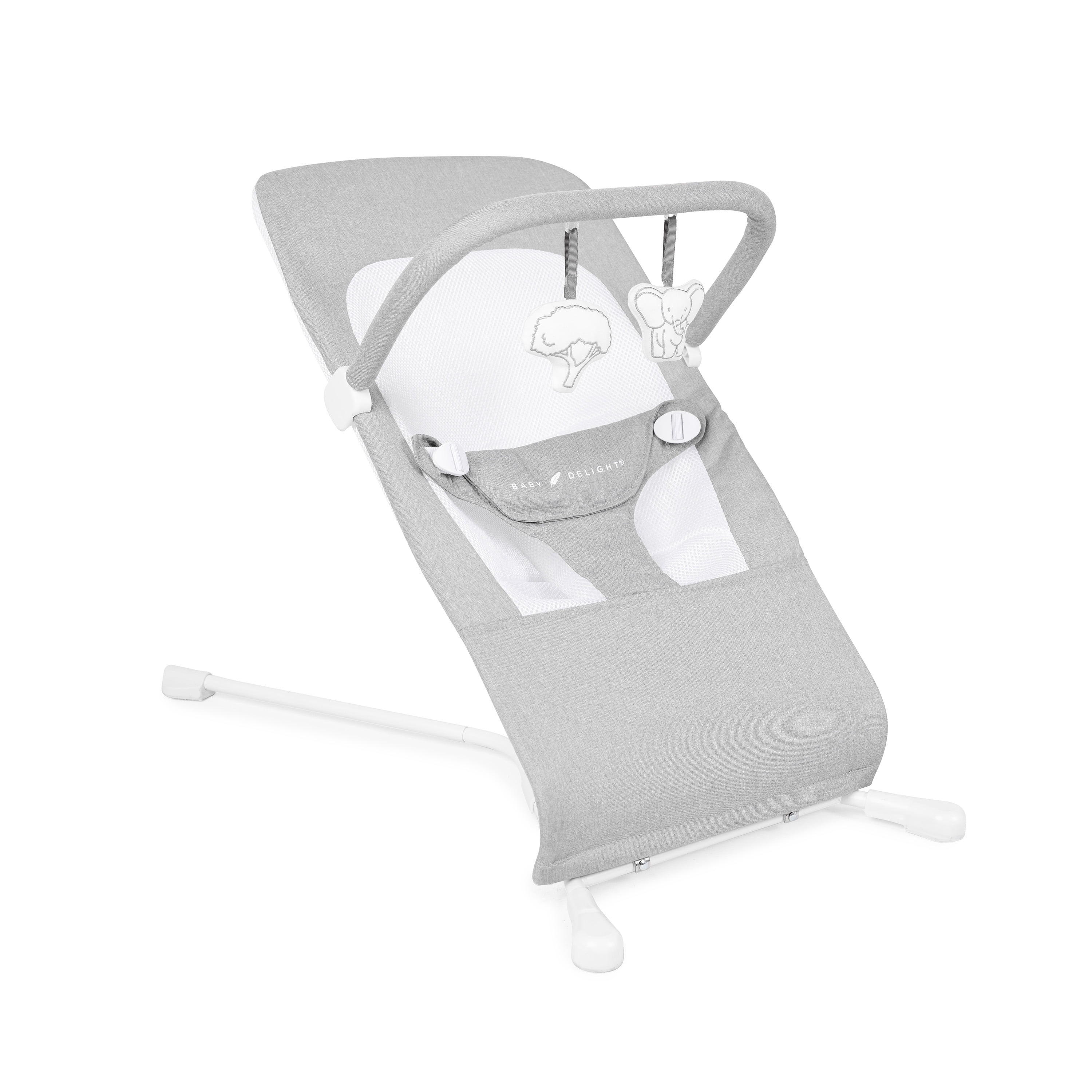 Baby Delight Highland Portable Baby Bouncer, 3-Position, Infants 0-6 Months, Pebble Grey (Unisex)