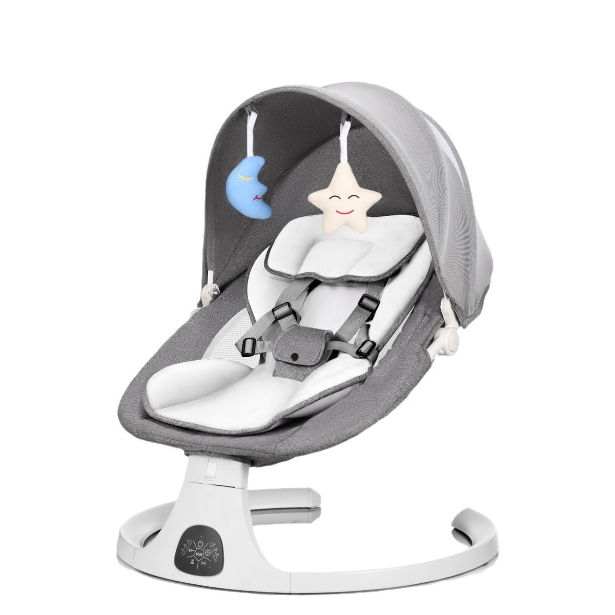 Electric Baby Swing for Infants Bouncer for Boy Girl with Remote Control, 5 Speeds, 10 Music, Gray
