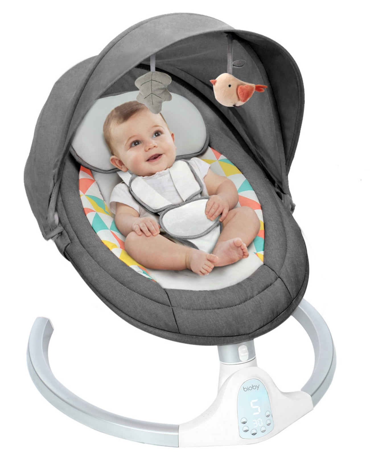 Baby Swing for Infants, Unisex Infant Swing Chair with Remote Control, Bluetooth Music & Touch Panel, Gray