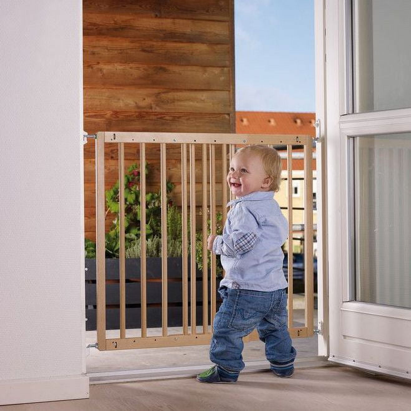 BabyDan MultiDan Wall Mount 23.9-40.1 Inch Doorway Safety Baby Gate, Beechwood