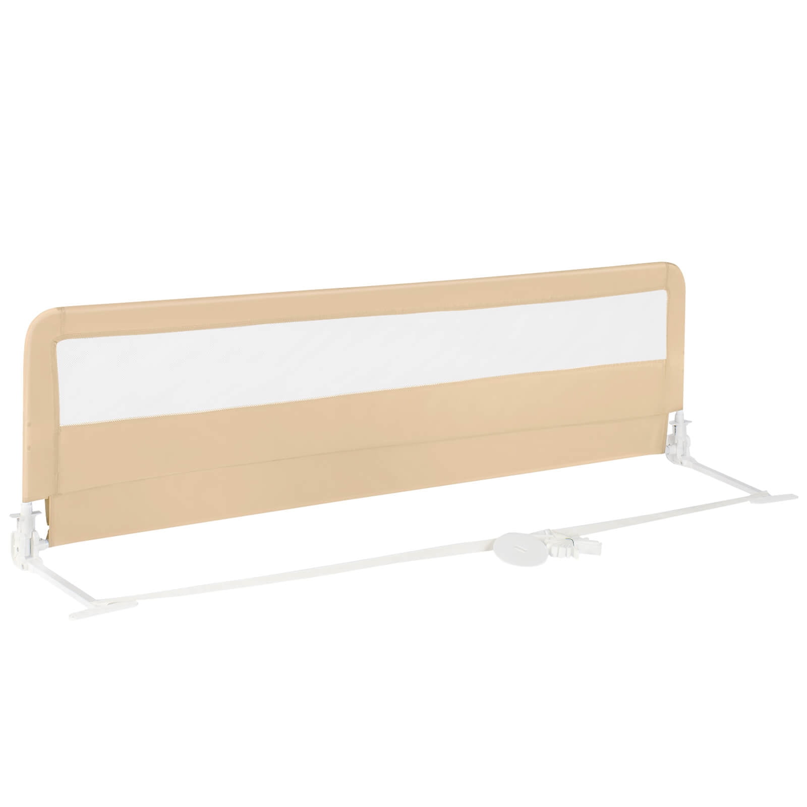 Babyjoy 71" Long Bed Rail for Toddlers with Removable Cover Breathable Mesh & Crossbar Beige