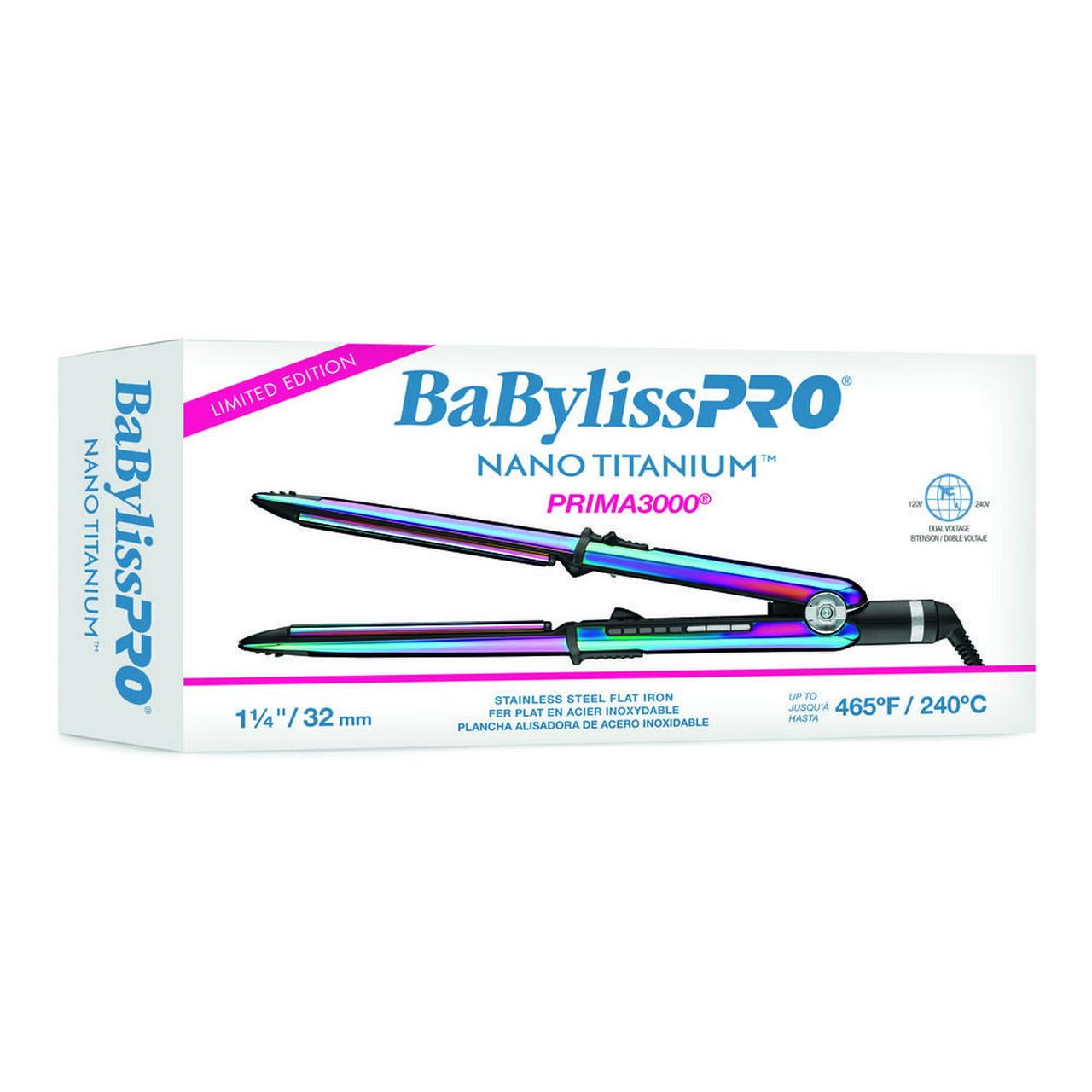 BabylissPRO Nano Titanium Limited Edition Iridescent 1 1/4" Flat Iron, Prima3000
