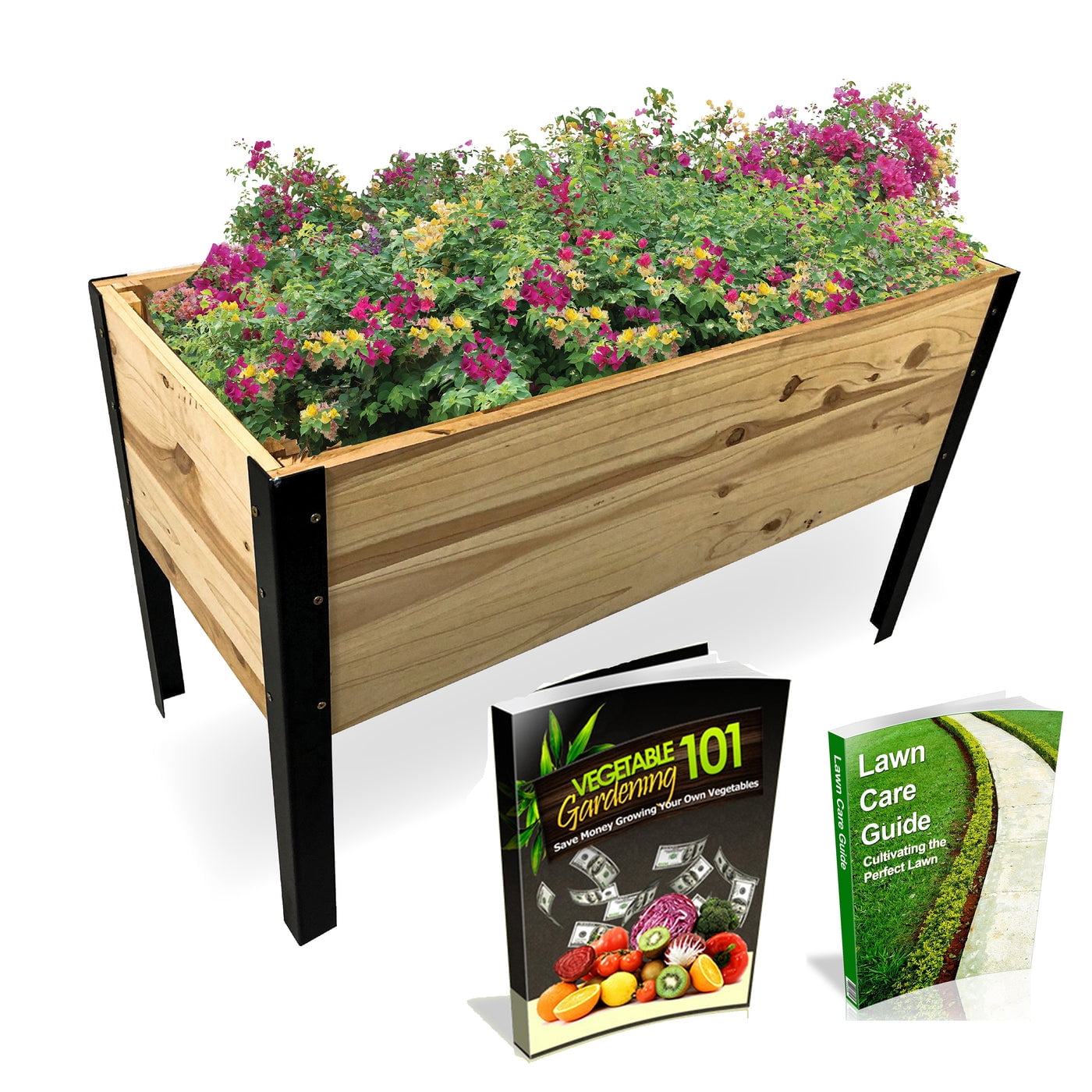 Backyard Expressions Raised Garden Bed, Elevated Wood Planter Box Stand - 35.5" W x 15.5" D x 22" H…