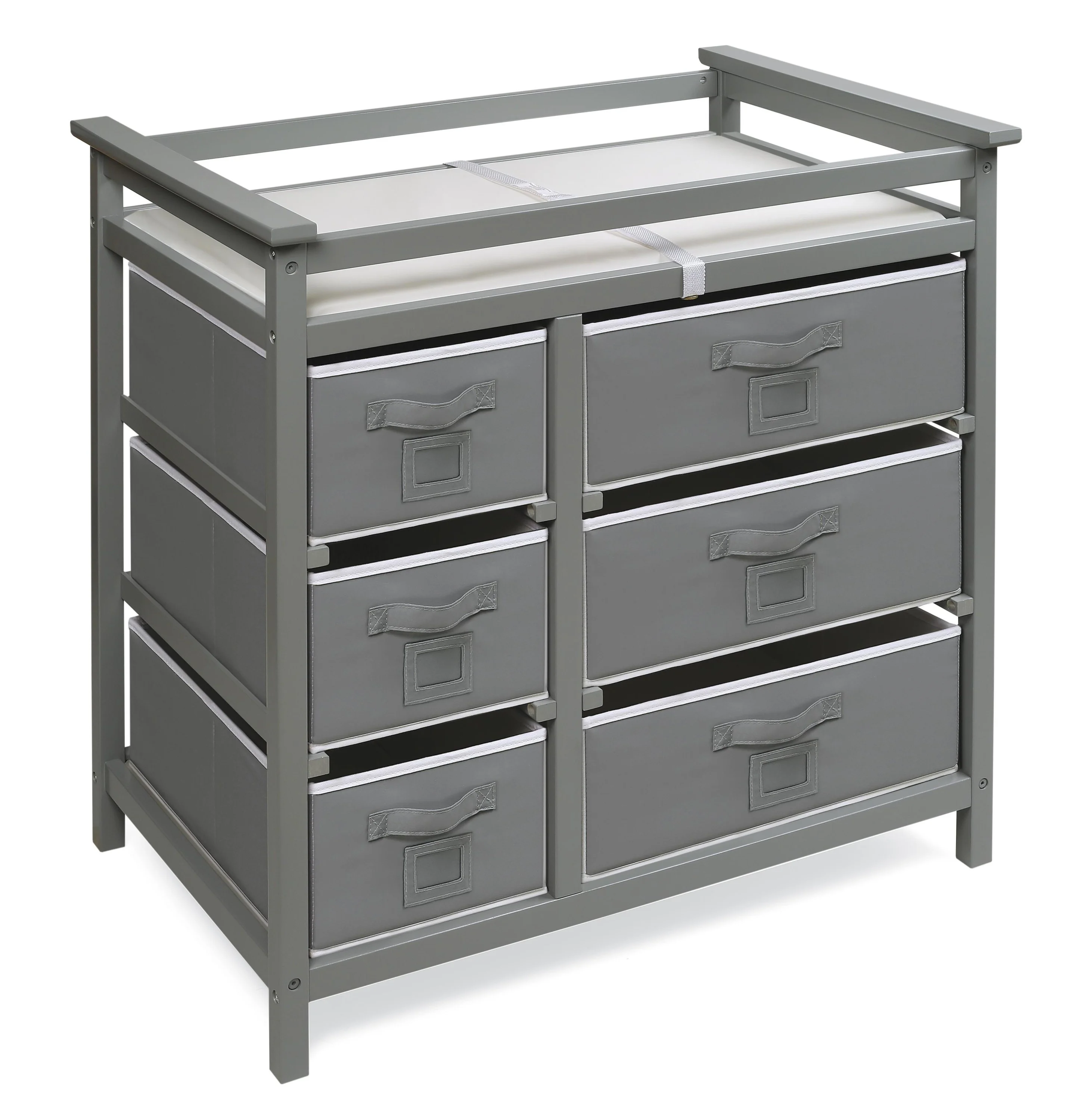 Badger Basket Modern Baby Changing Table with Six Baskets - Gray
