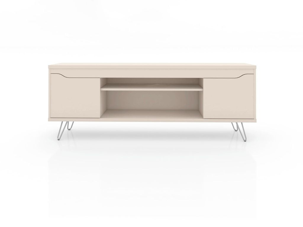 Baxter Mid-Century - Modern 62.99" TV Stand with 4 Shelves in Off White