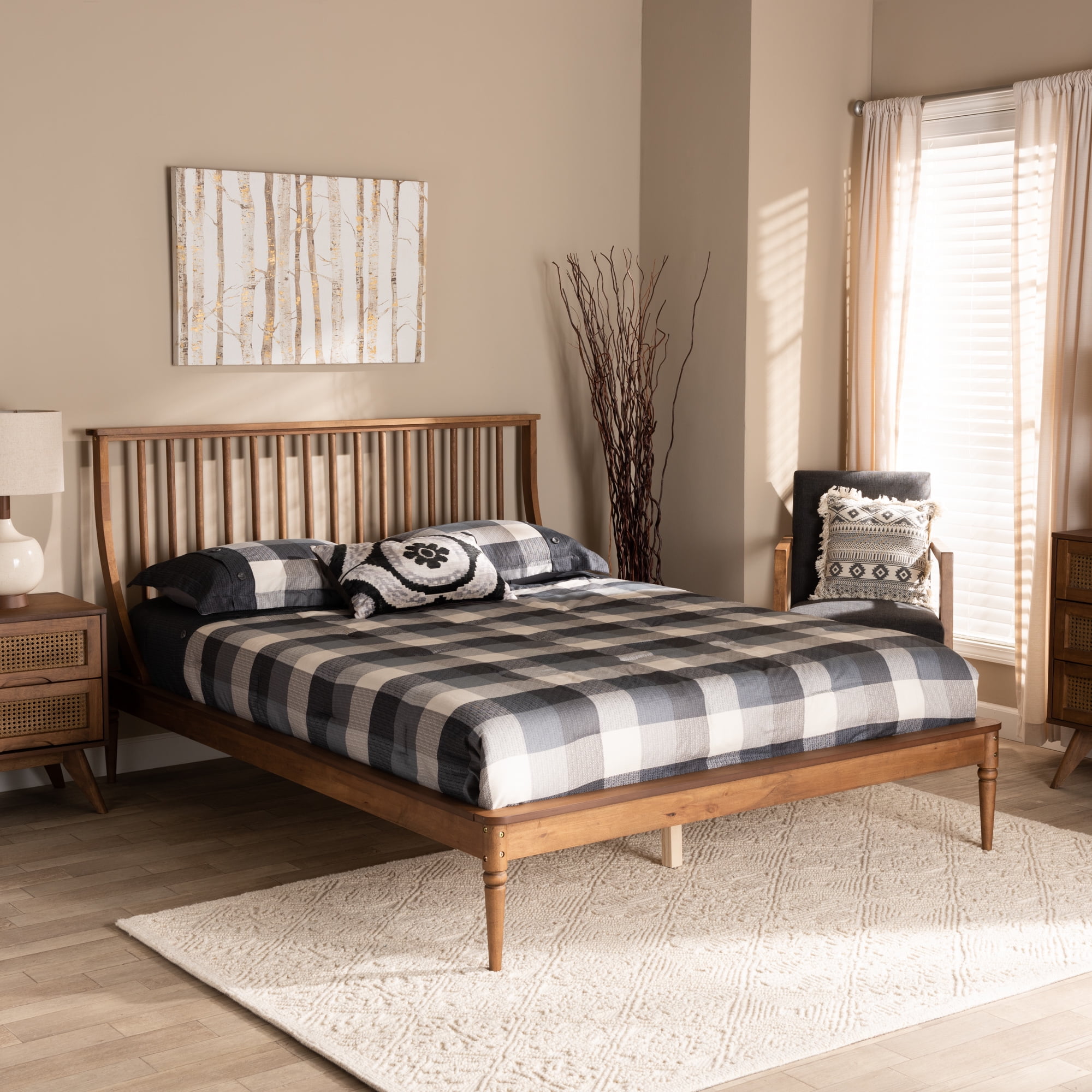 Baxton Studio Abel Classic and Traditional Transitional Walnut Brown Finished Wood King Size Platform Bed