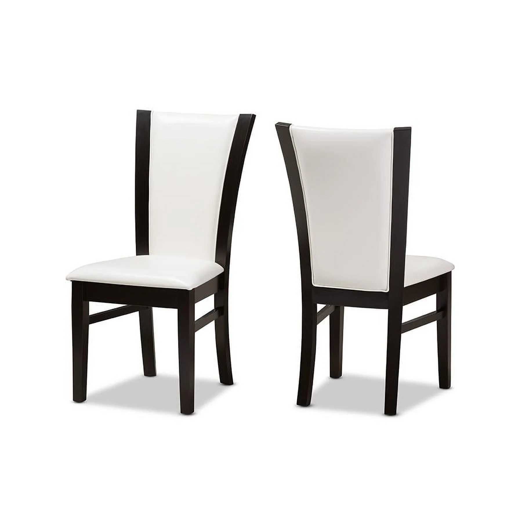 Baxton Studio Adley Faux Leather Dining Side Chair in White (Set of 2)