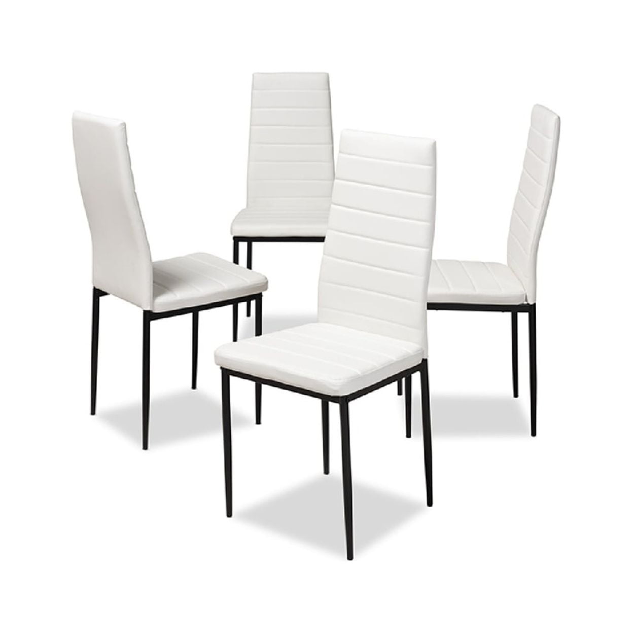 Baxton Studio Armand Modern and Contemporary White Faux Leather Upholstered Dining Chair (Set of 4)