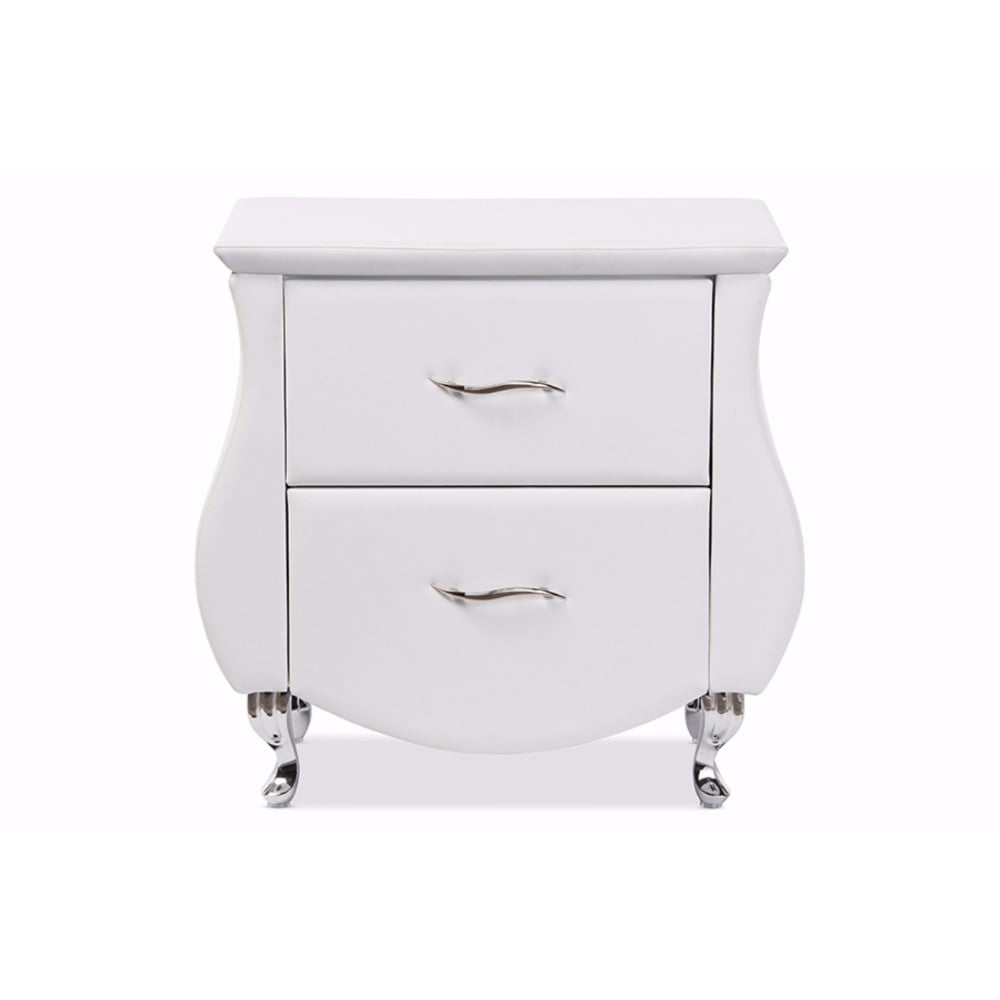 Baxton Studio Erin Modern and Contemporary White Faux Leather Upholstered Nightstand