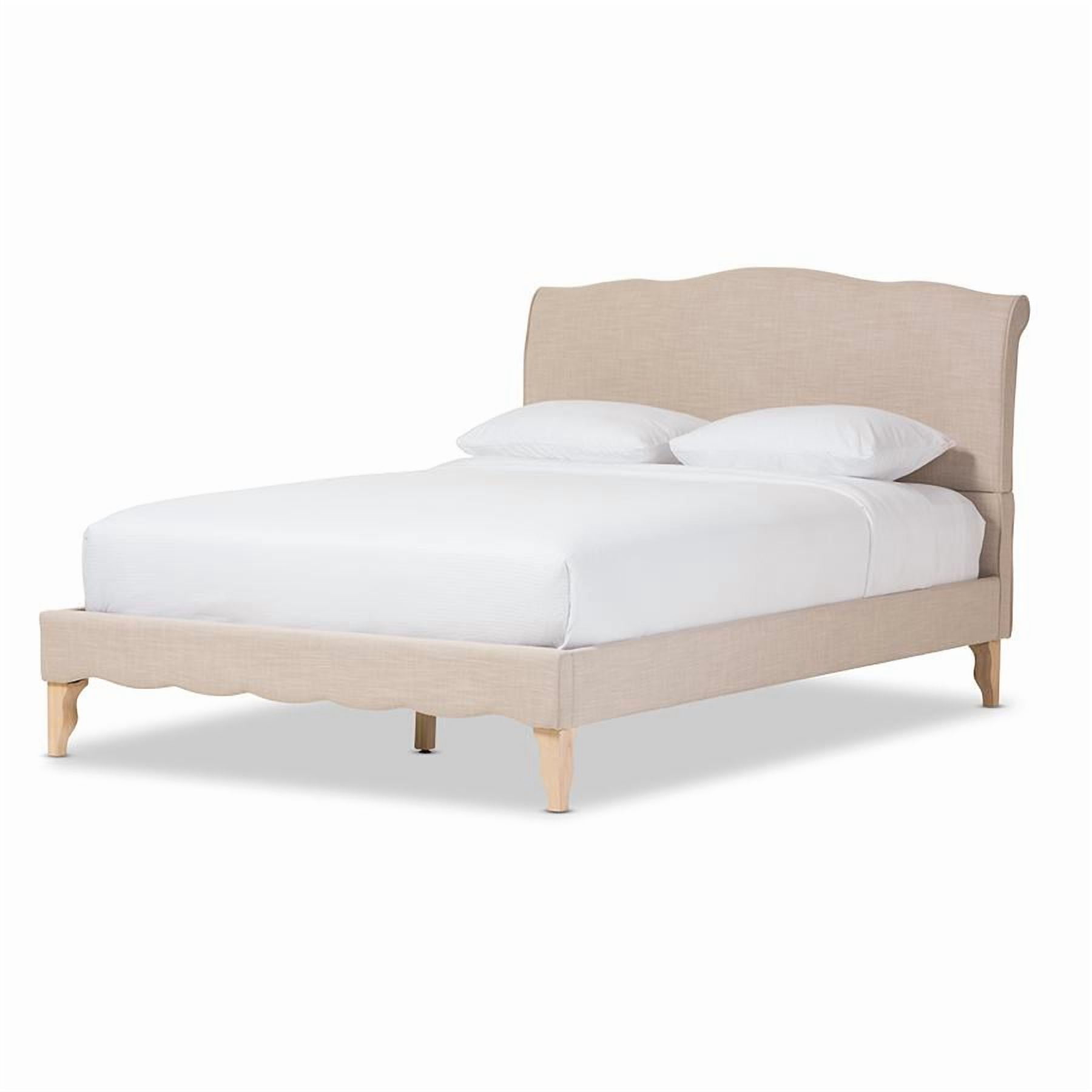 Baxton Studio Fannie Queen Scrolled Headboard Platform Bed with Linen Upholstery, Multiple Colors