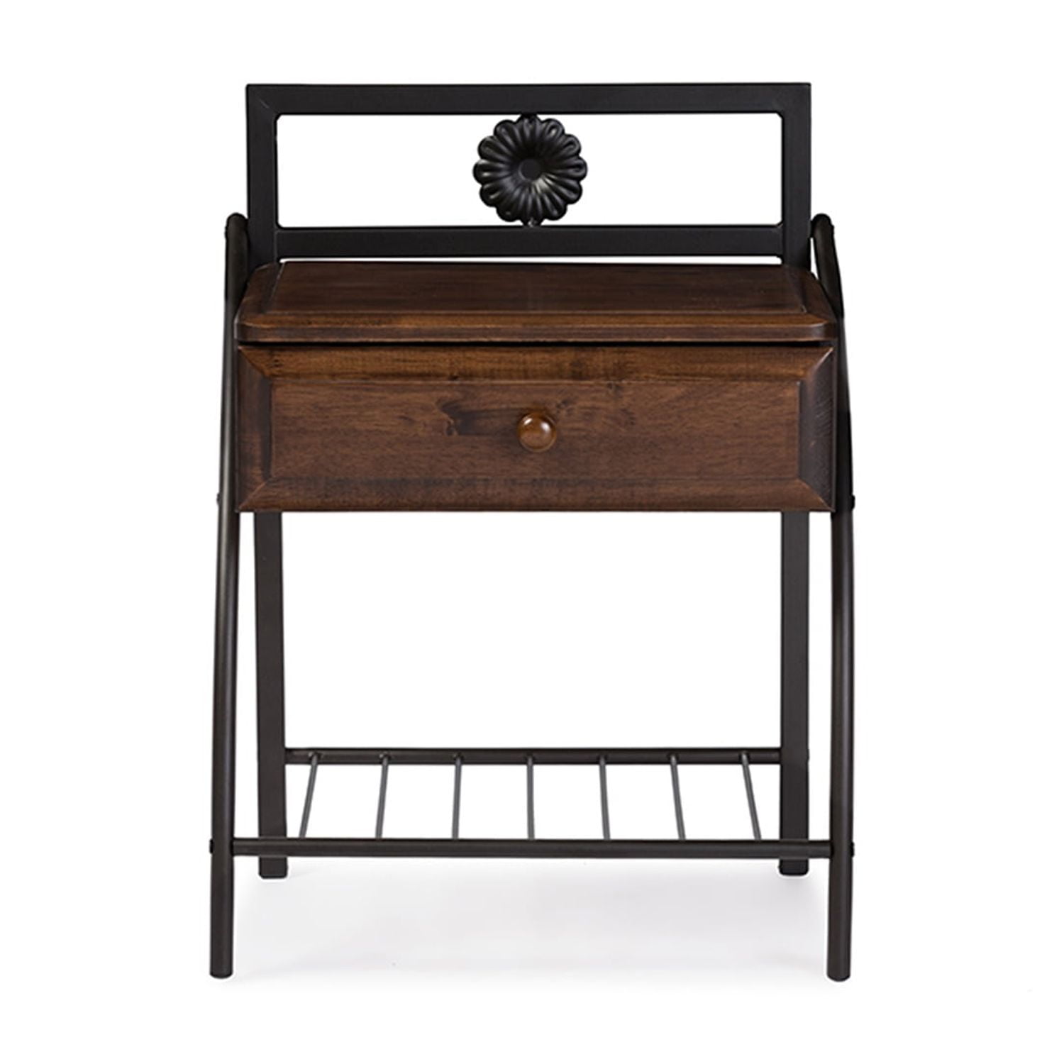 Baxton Studio Jevenci Vintage Industrial Black Finished Metal Nightstand