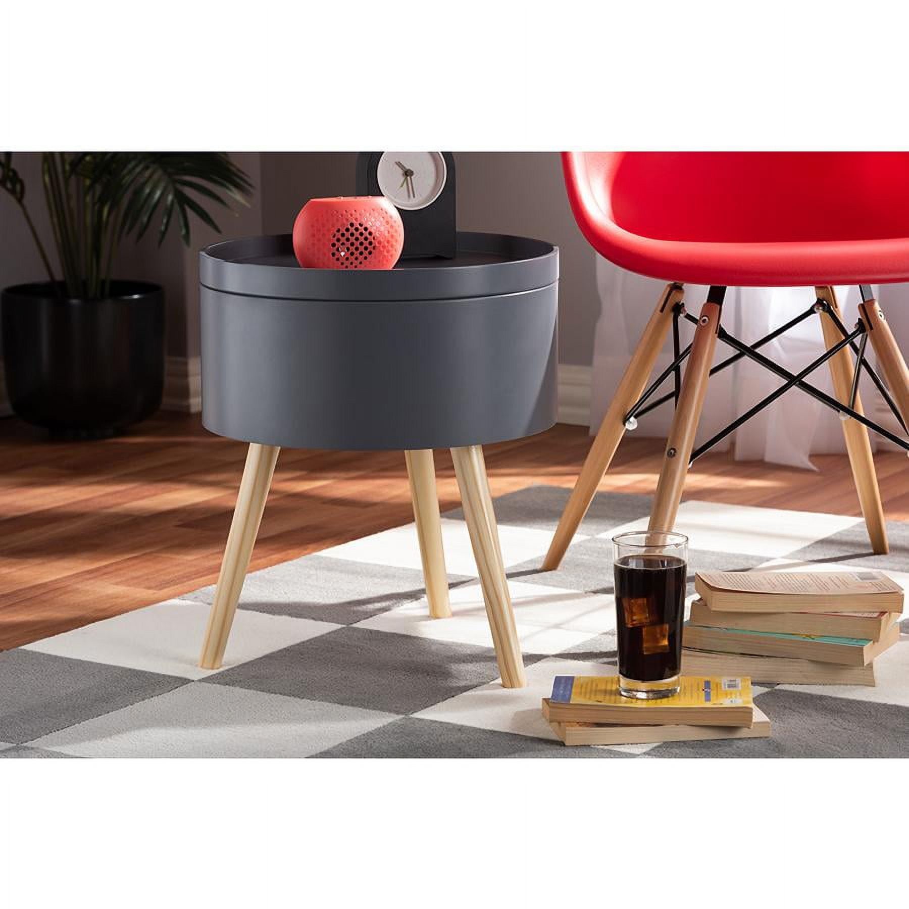 Baxton Studio Jessen Mid-Century Modern Gray Wood End Table with Removable Top
