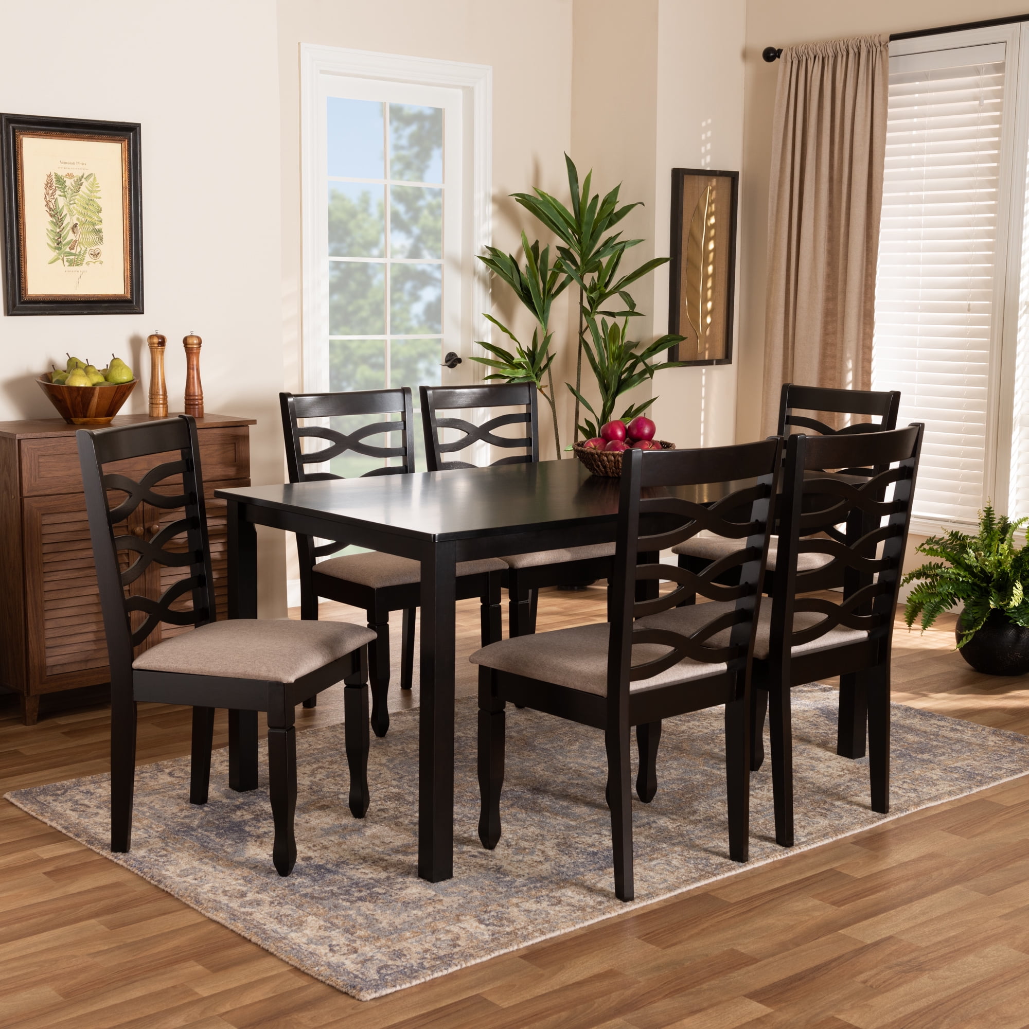 Baxton Studio Lanier Modern Dining Set, Dark Brown