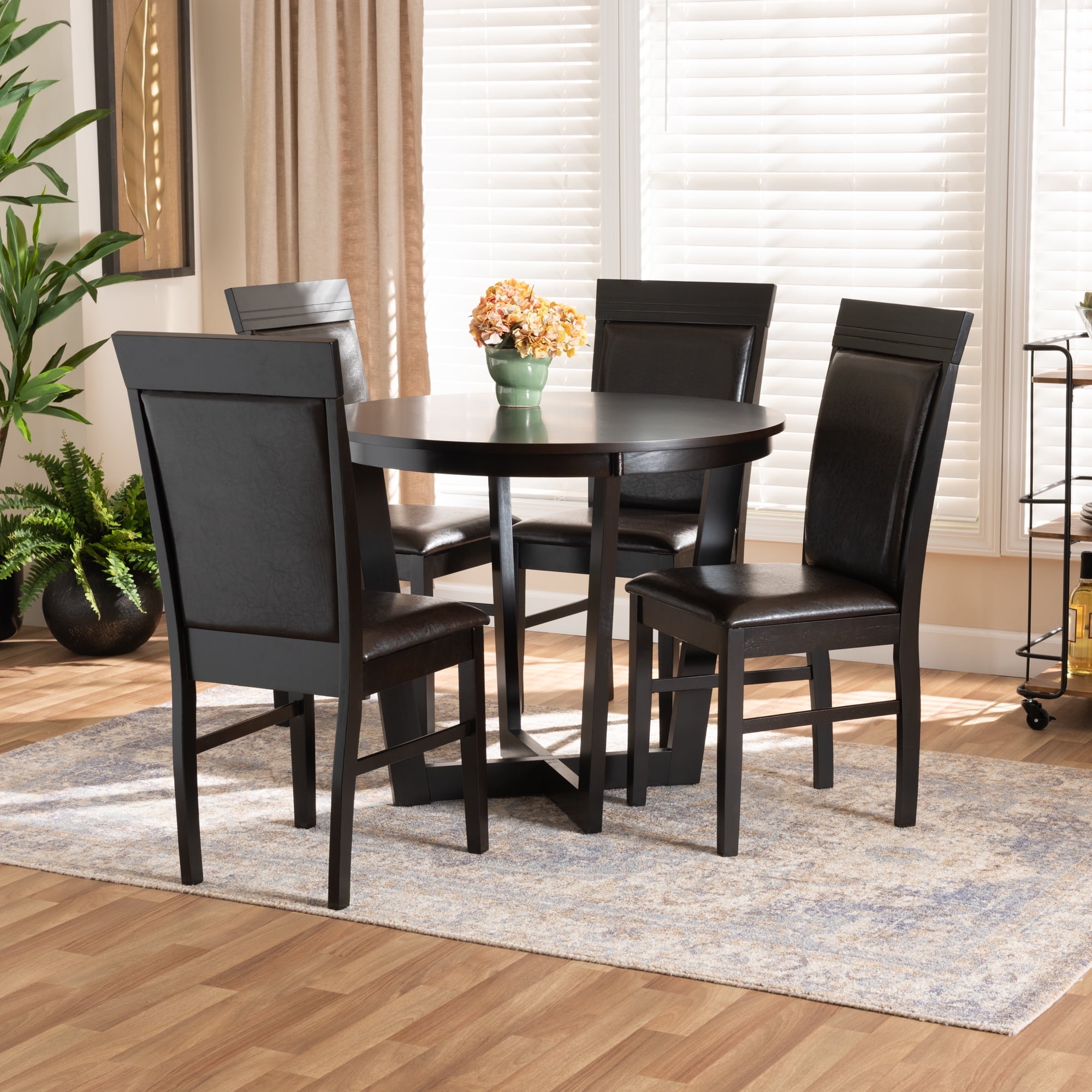 Baxton Studio Irma Modern Dining Set, Espresso Brown