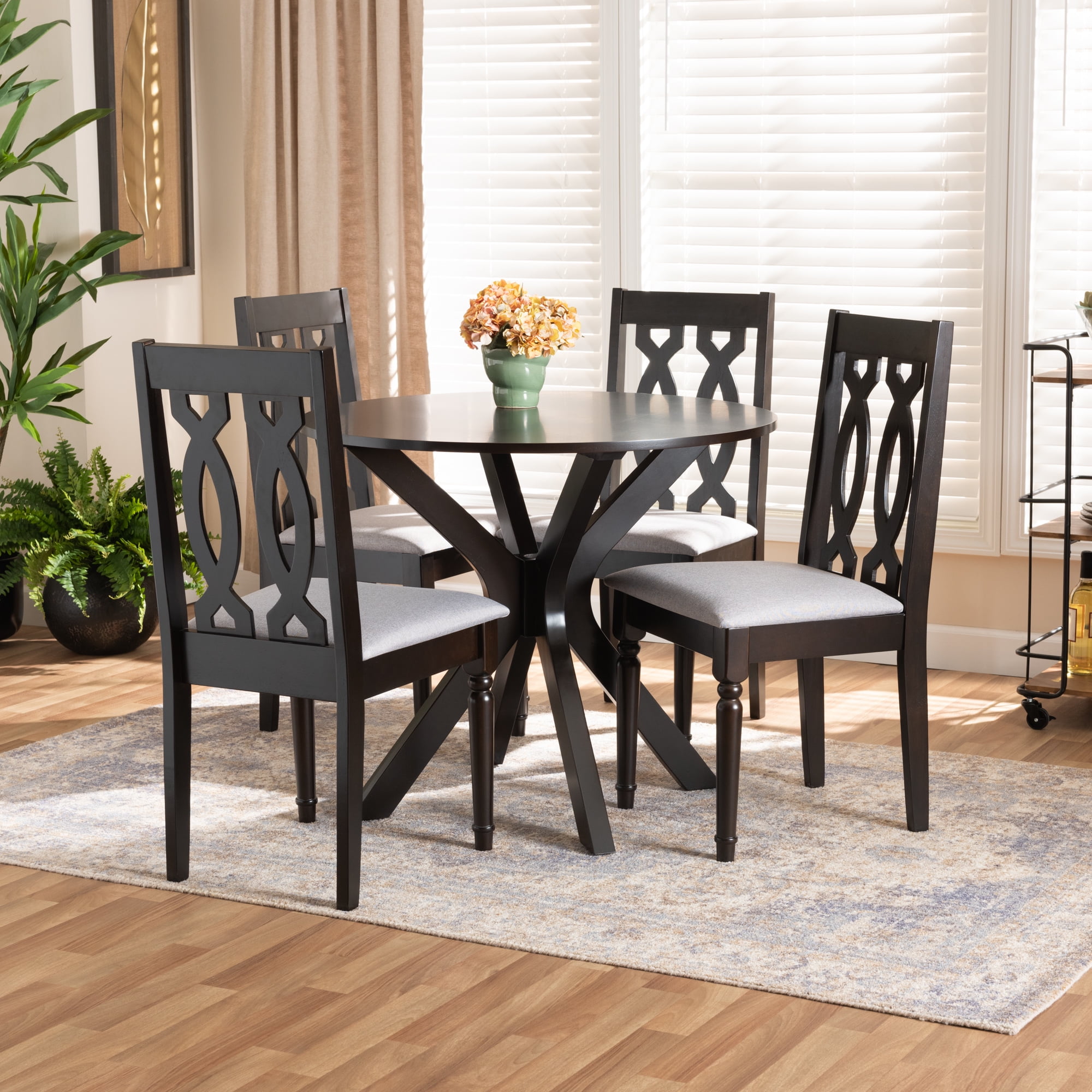 Baxton Studio Callie Modern Dining Set, Dark Brown