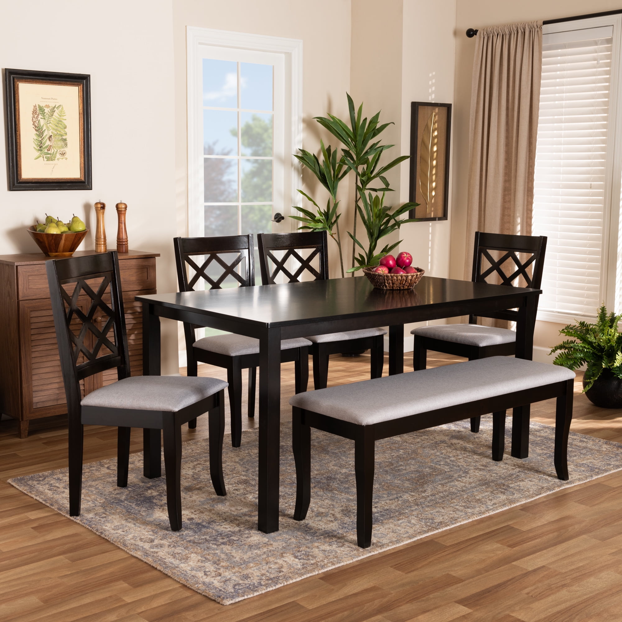 Baxton Studio Andor Modern Dining Set, Dark Brown