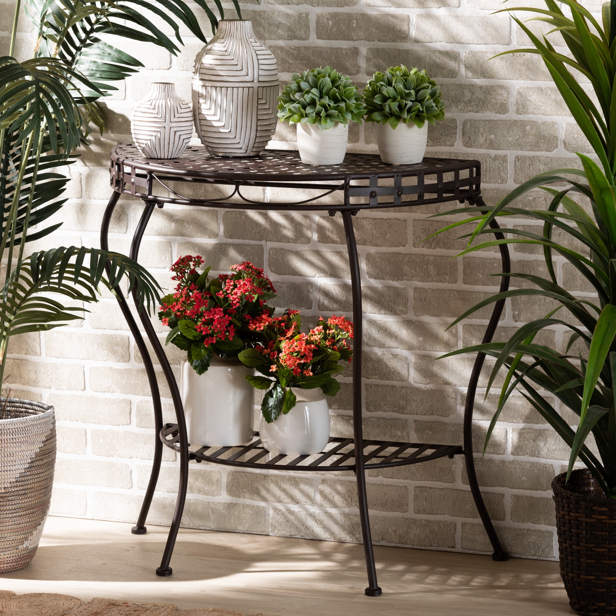 Baxton Studio Laraine Modern Metal Outdoor Console Table, Black