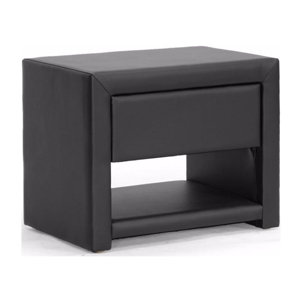 Baxton Studio Massey Black Upholstered Modern Nightstand
