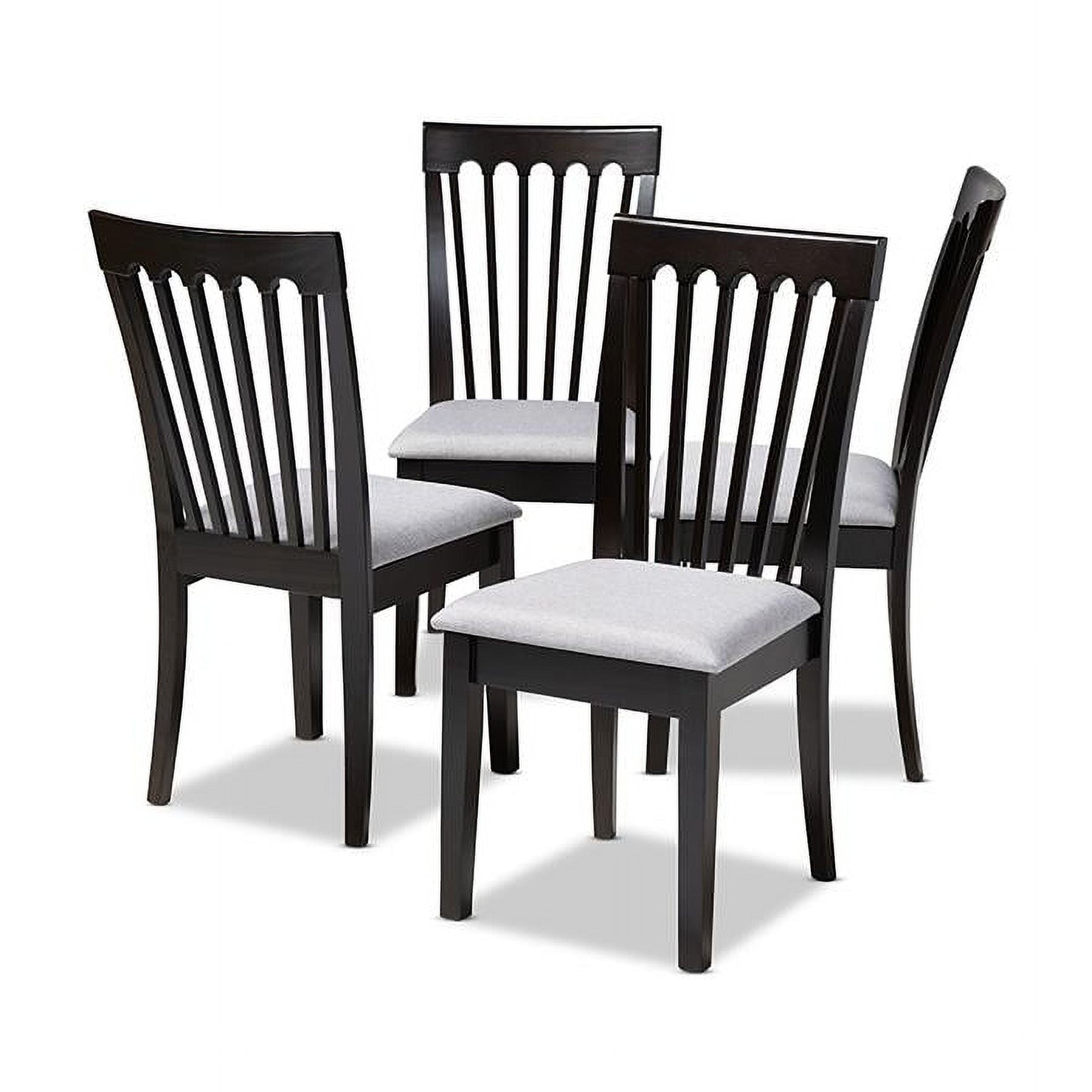 Baxton Studio Minette Fabric and Wood Dining Chairs in Gray & Espresso Set of 4