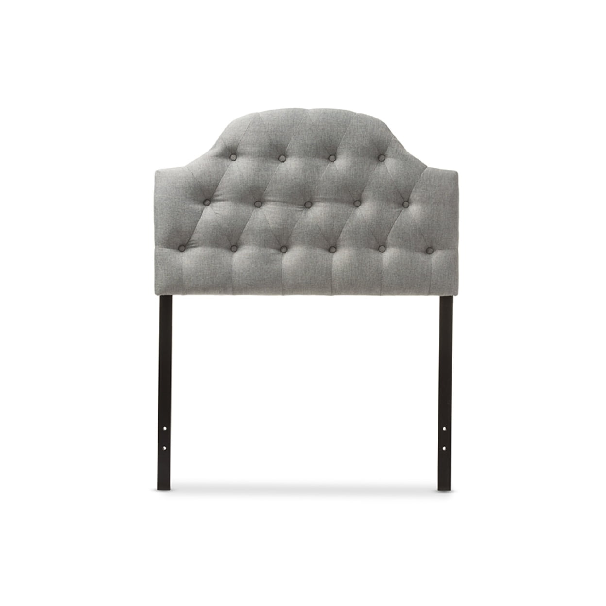 Baxton Studio Morris Modern and Contemporary Grey Fabric Upholstered Button-Tufted Scalloped Twin Size