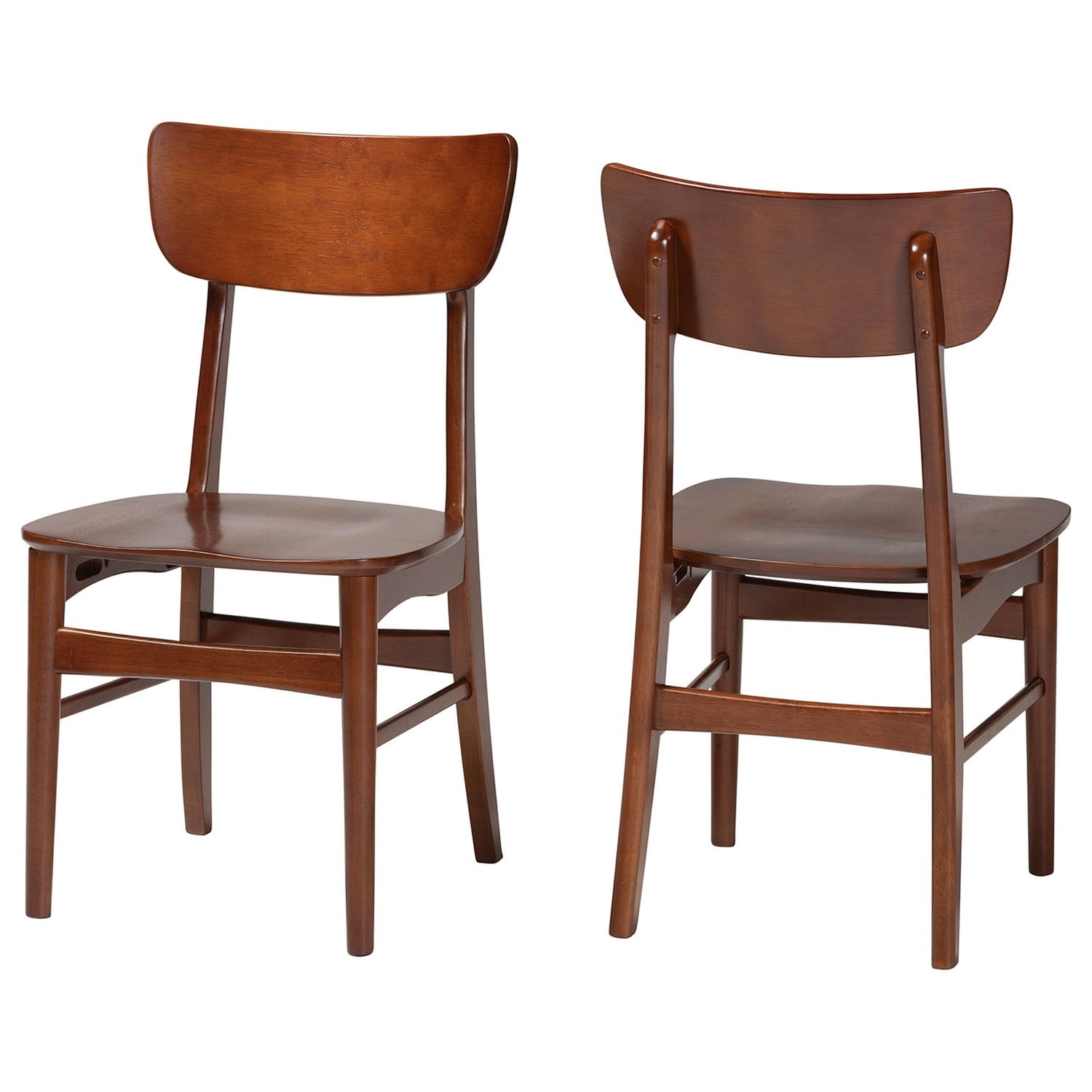 Baxton Studio Netherlands Dining Side Chair in Dark Walnut (Set of 2)