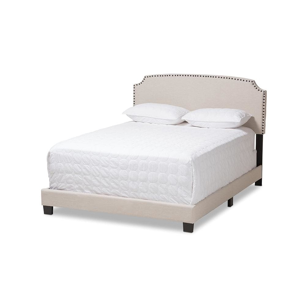 Baxton Studio Odette Full Size Curvaceous Standard Beds, Light Beige