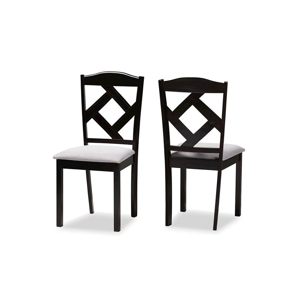 Baxton Studio Ruth Modern and Contemporary Grey Fabric Upholstered and Espresso Brown Finished Dining Chair Set