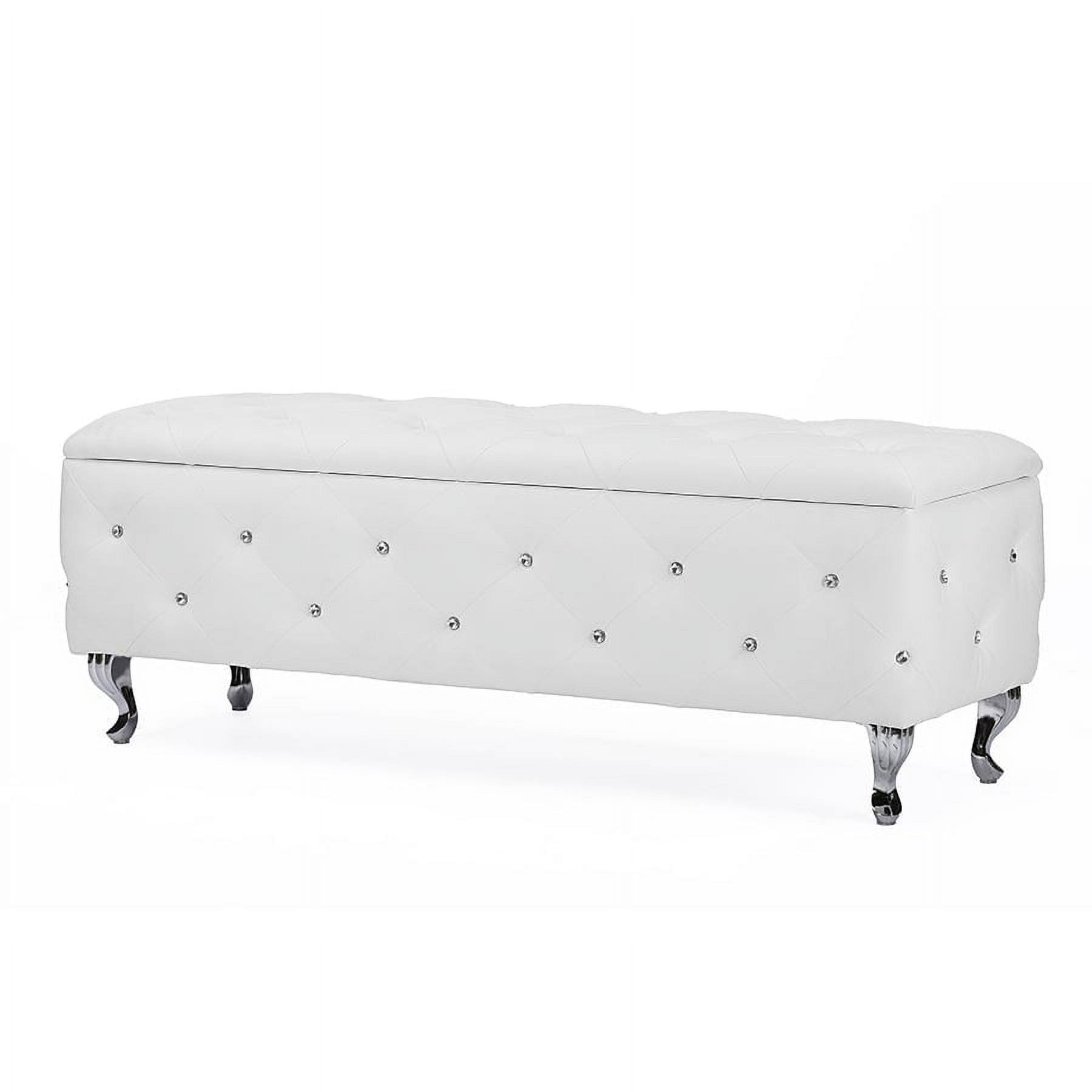 Baxton Studio Seine White Leather Contemporary Storage Ottoman