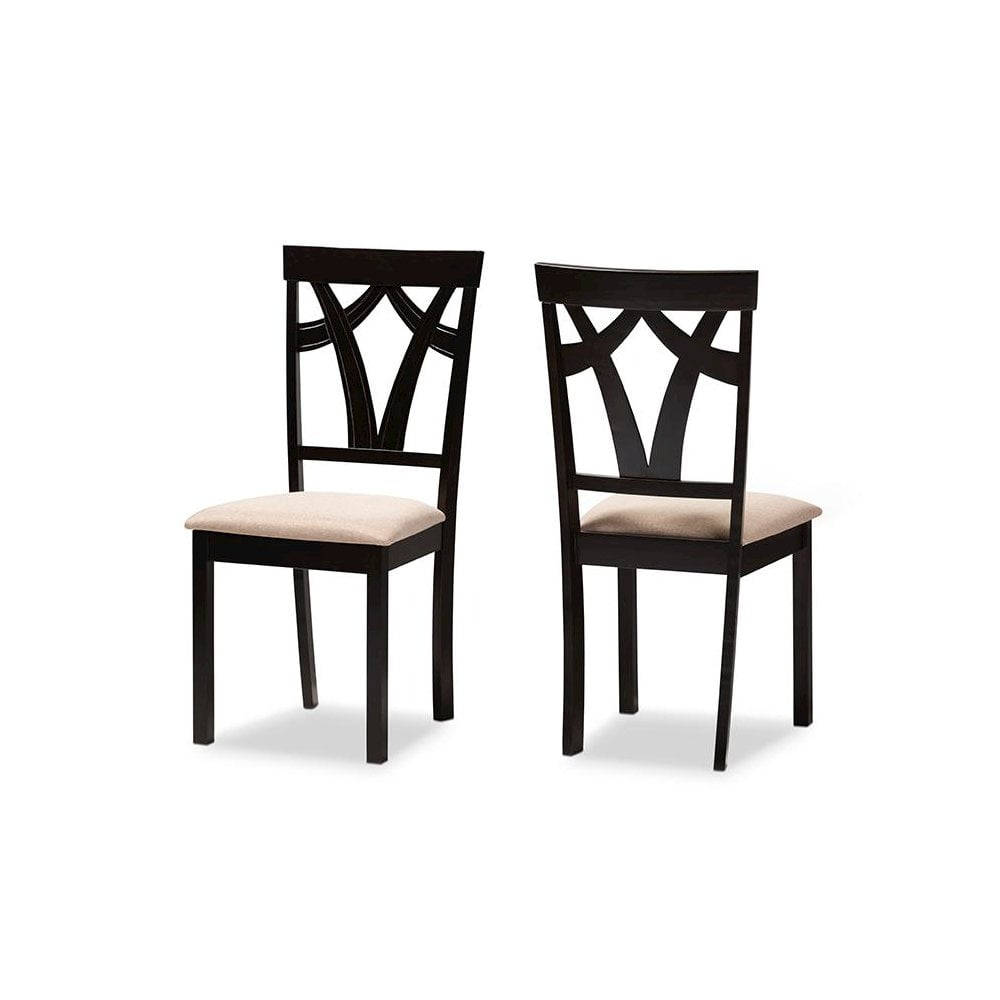 Baxton Studio Sylvia Modern and Contemporary Sand Fabric Upholstered and Espresso Brown Finished Dining Chair Set