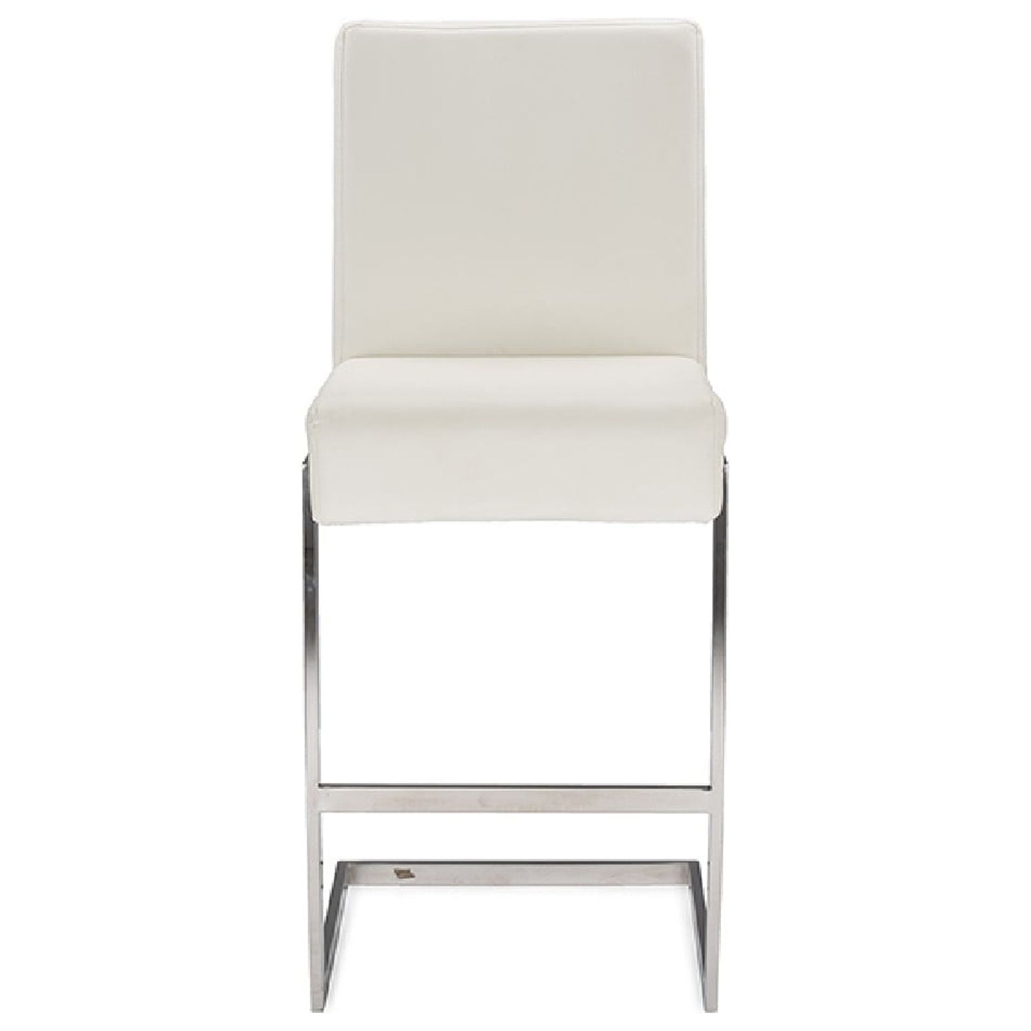 Baxton Studio Toulan Modern and Contemporary White Faux Leather Upholstered Stainless Steel Barstool