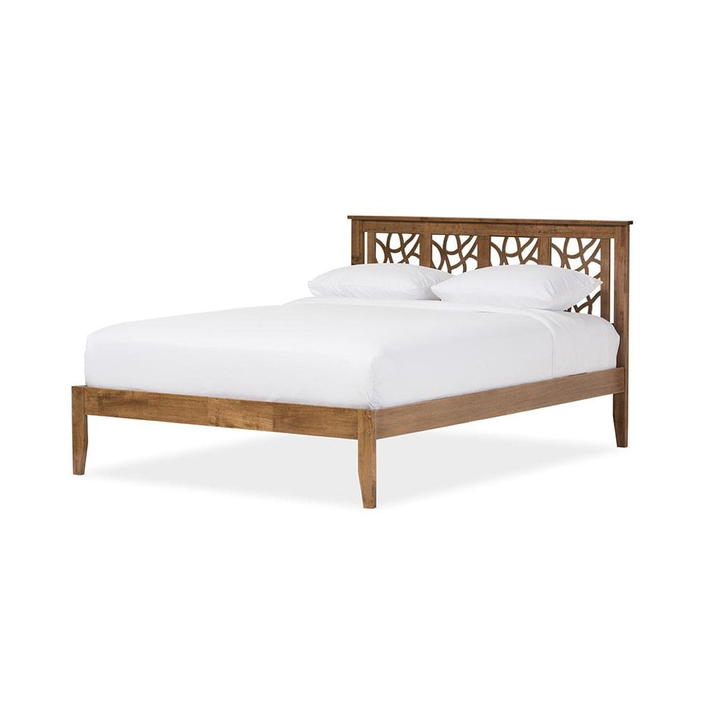 Baxton Studio Trina Contemporary Tree Branch Inspired Walnut Wood Platform Bed, King