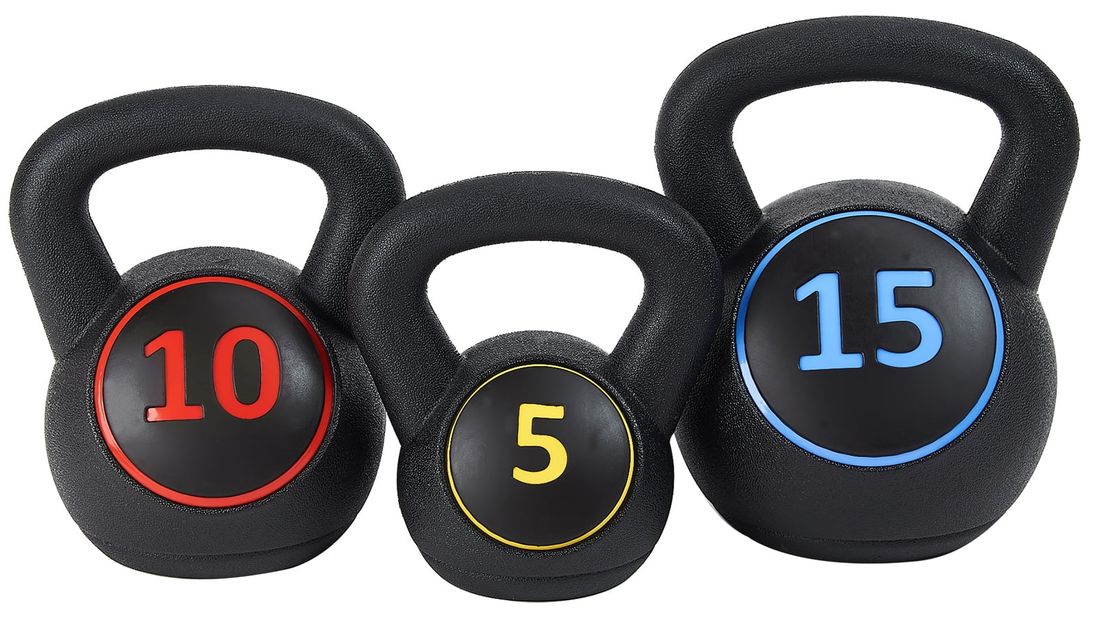 BalanceFrom Set of 3 Vinyl Kettlebell with 5-, 10-, and 15-Pound Weights
