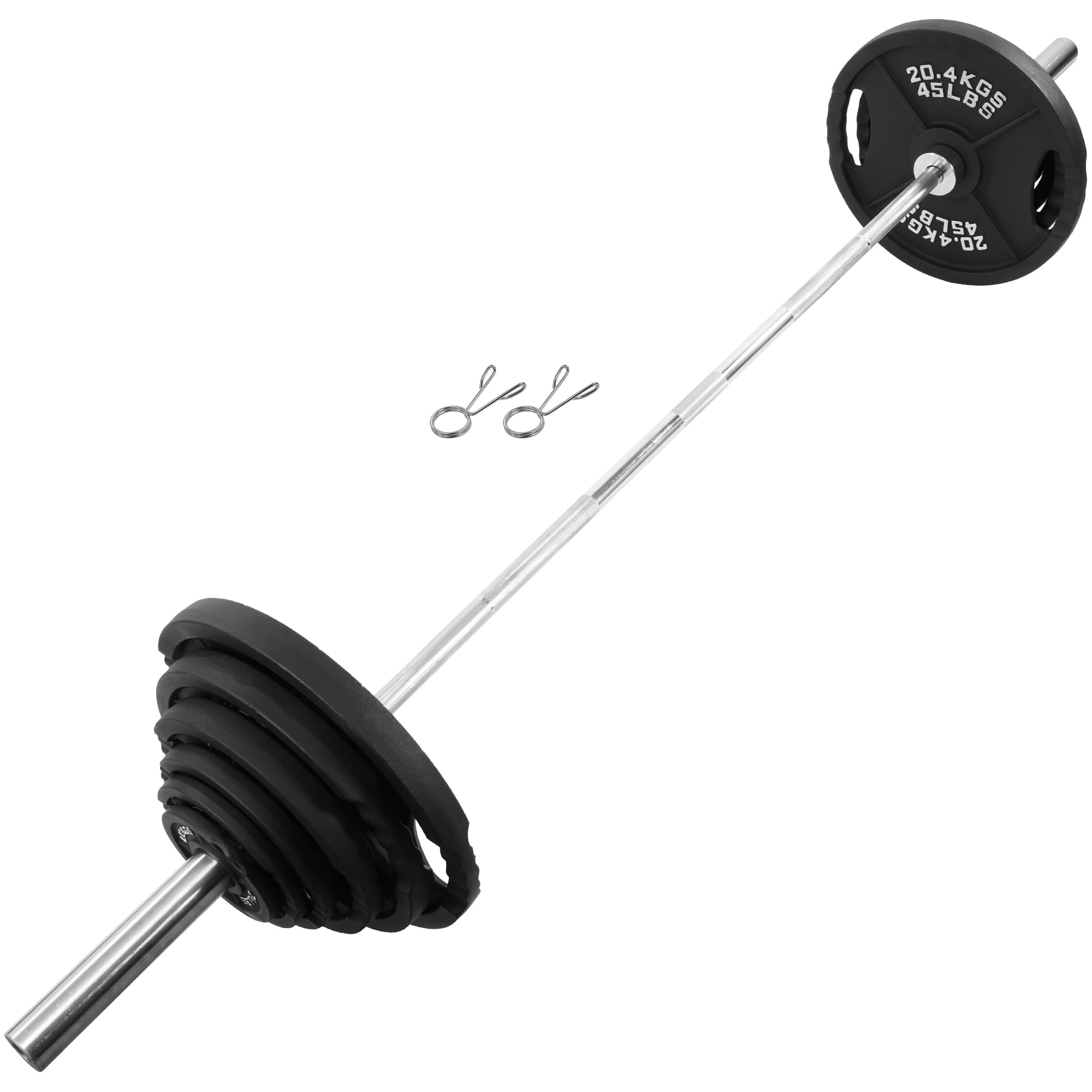 BalanceFrom Cast Iron Olympic Weight Including 7FT Olympic Barbell and 245-Pound Plates, 290-Pound Set Total, Multiple Packages