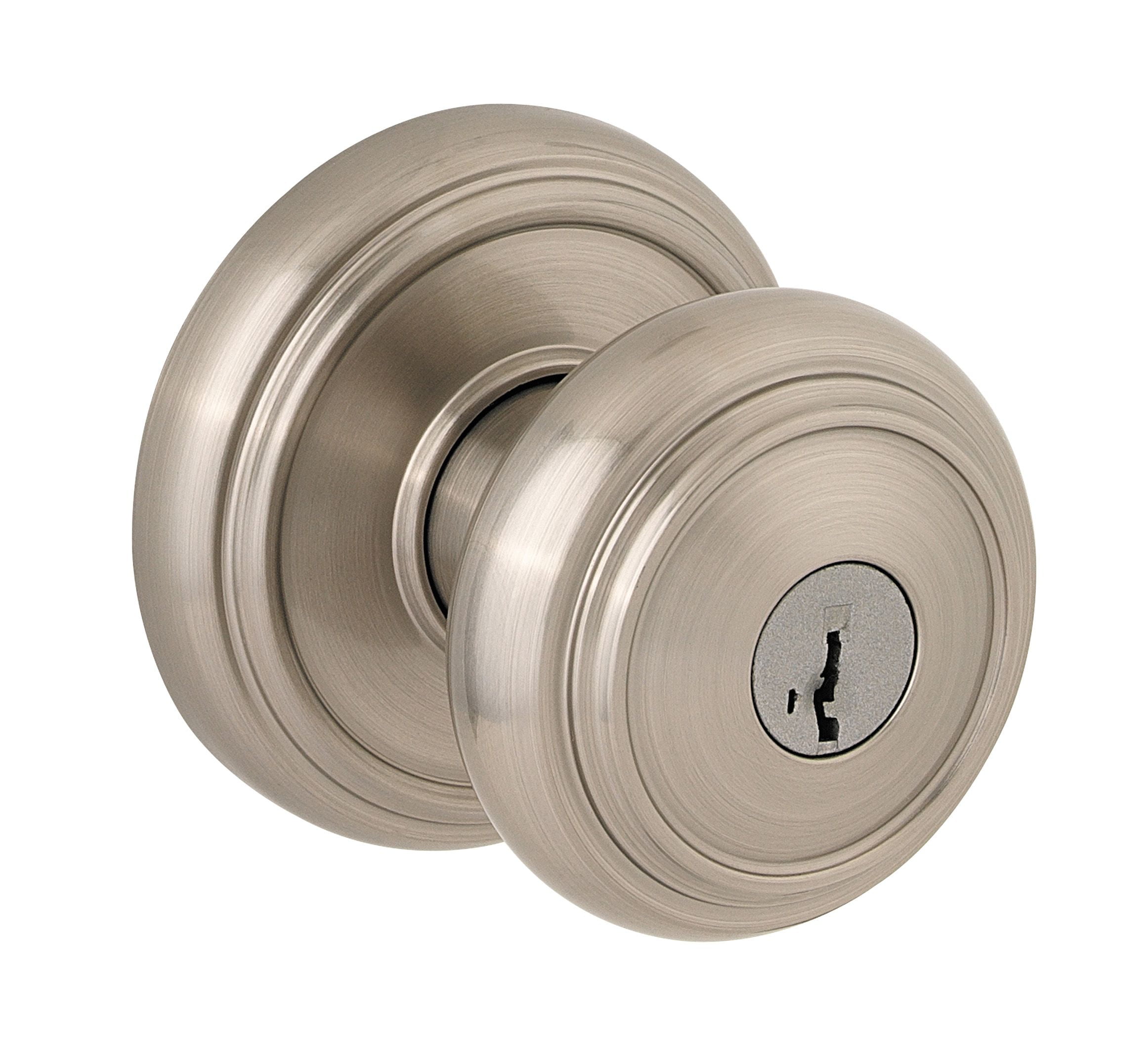 Baldwin Alcott Keyed Entry Knob featuring SmartKey® in Satin Nickel