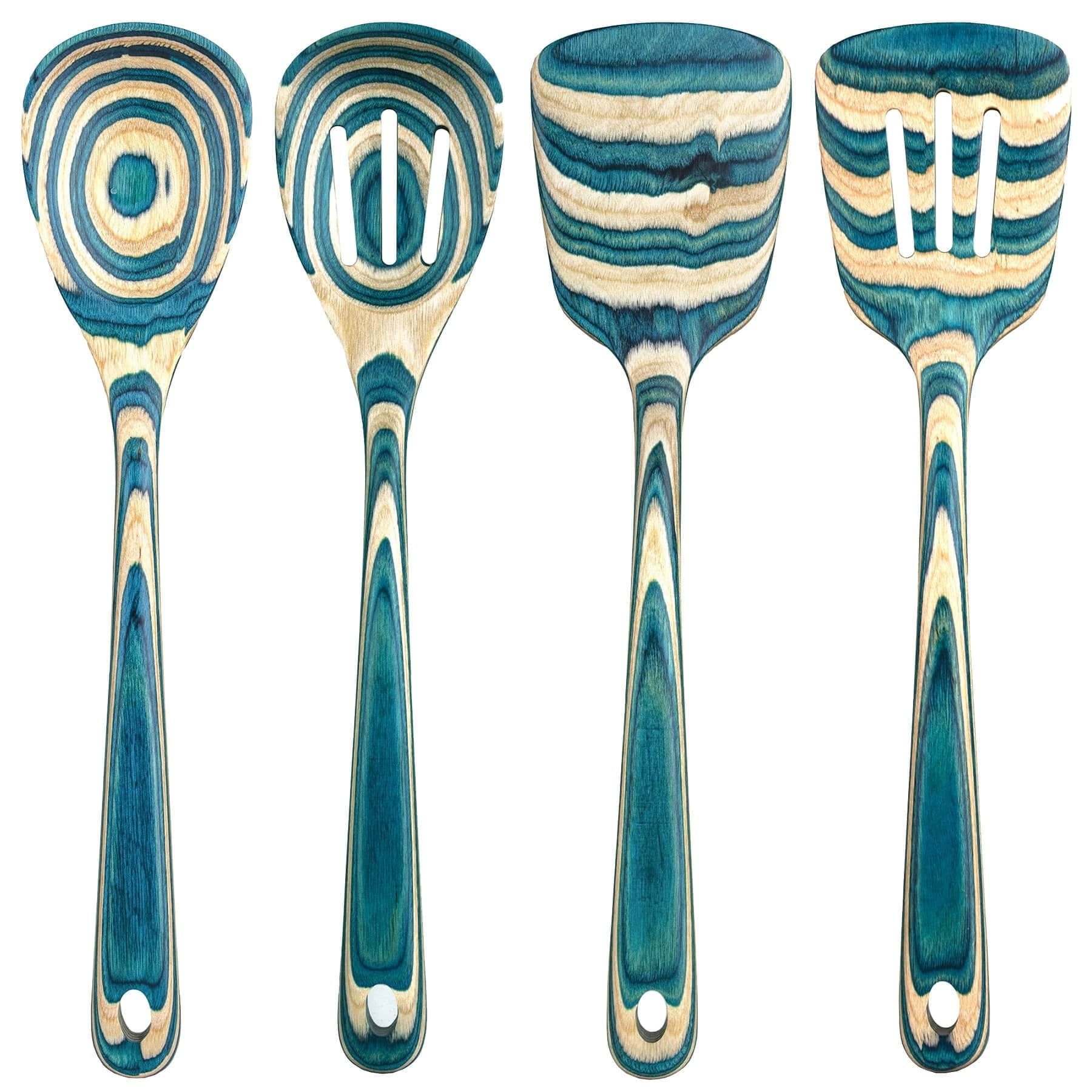 Baltique Mykonos Collection 4 Piece Wooden Cooking Utensil Set for Kitchen, Safe for Nonstick
