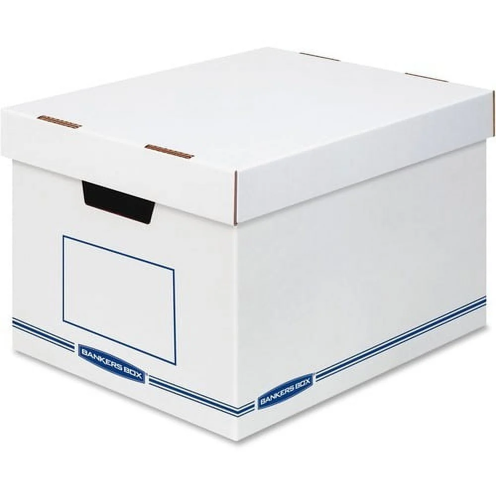 Bankers Box Organizers Storage Boxes External Dimensions: 12.8" Width x 16.5" Depth x 10.5" Height - Medium Duty - Single/Double Wall - Stackable - White, Blue - For Storage - Recycled - 12 / Carton