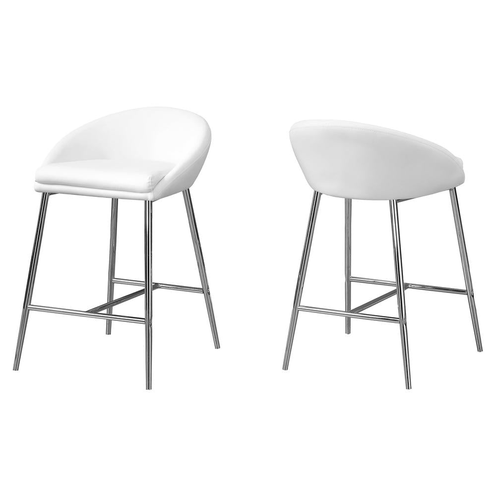 Bar Stool Set Of 2 Counter Height Kitchen Metal White Chrome