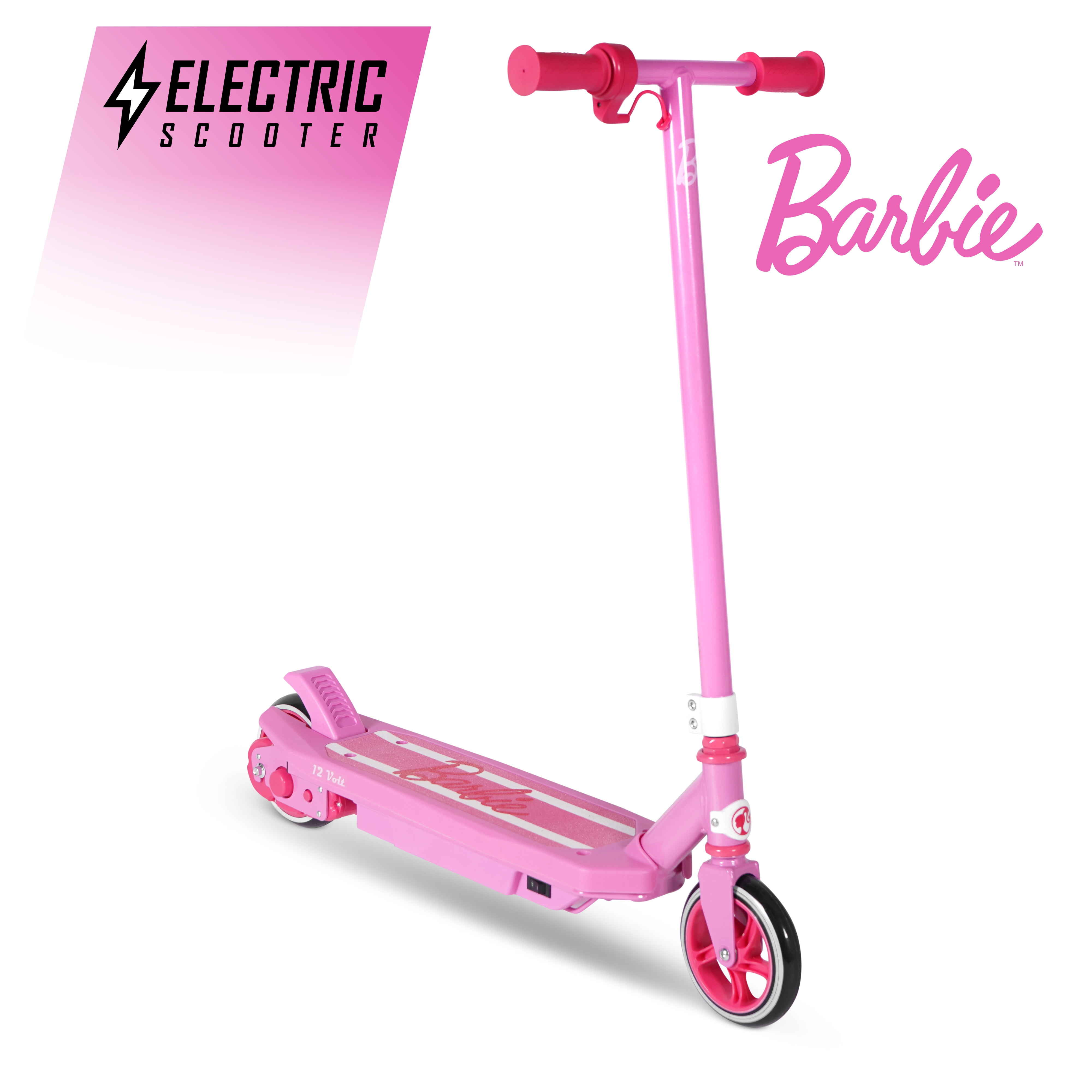 Barbie 12 Volt Jammer Kids Electric Scooter Ride On for Ages 8+, 10 mph Max Speed