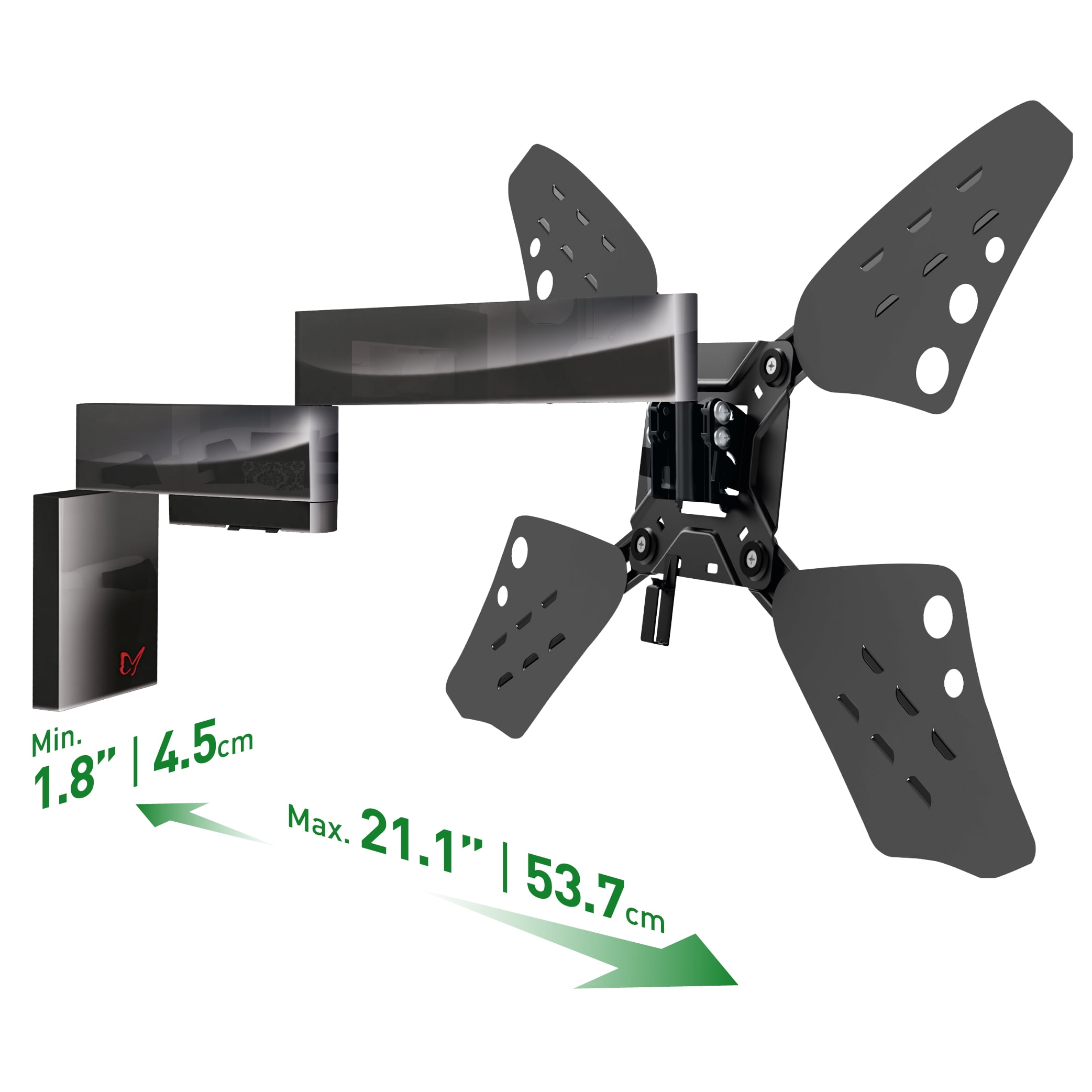 Barkan Long TV Wall Mount, 32 - 70 inch Full Motion Patented Flat / Curved Screen Bracket, Holds up to 88lbs, Very Low Profile, Fits LED OLED LCD