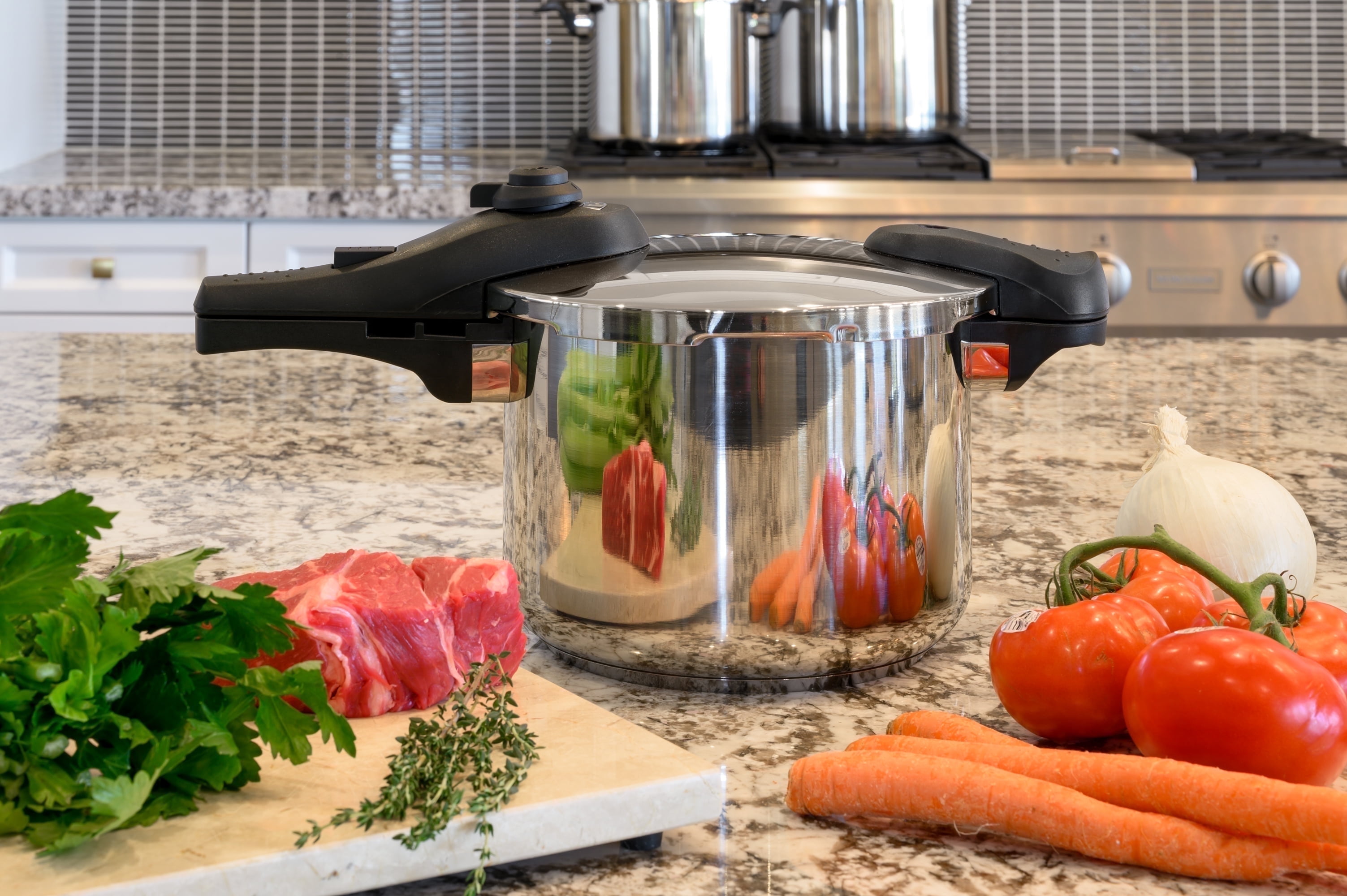 Barton 6.3-Quart Stainless Steel Pressure Cooker, Recipe Book Included, Compatible with Gas, Electric & Induction Cooking, Fast Cooking Stove Top Pot