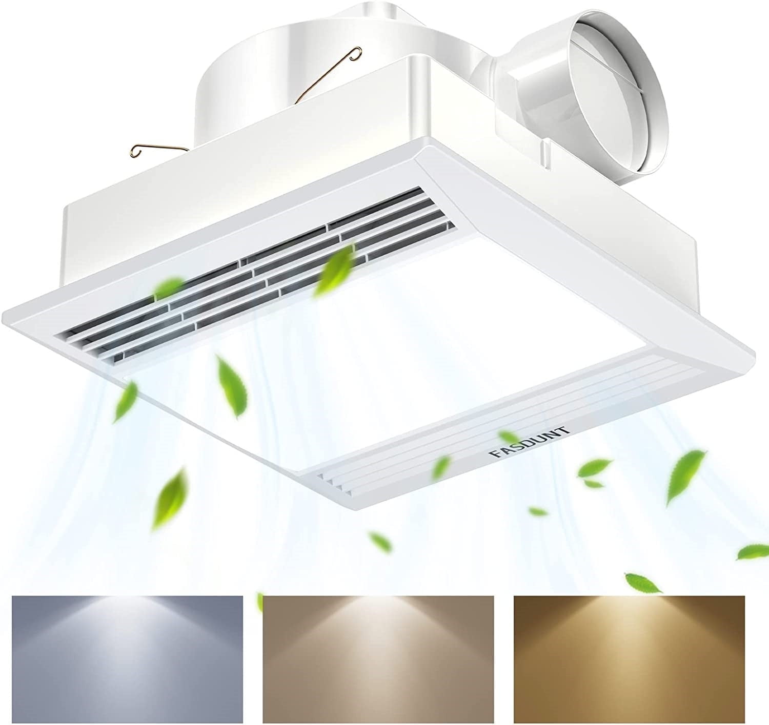 Bathroom Exhaust Fan Ultra Quiet 1.0 Sones Bathroom Ceiling Vent Fan with 3 Adjustable Colors Lights 110 CFM Bath Ventilation Fan with Light Combo, Fits for Home Bath Office Hotel 105 sq. ft.